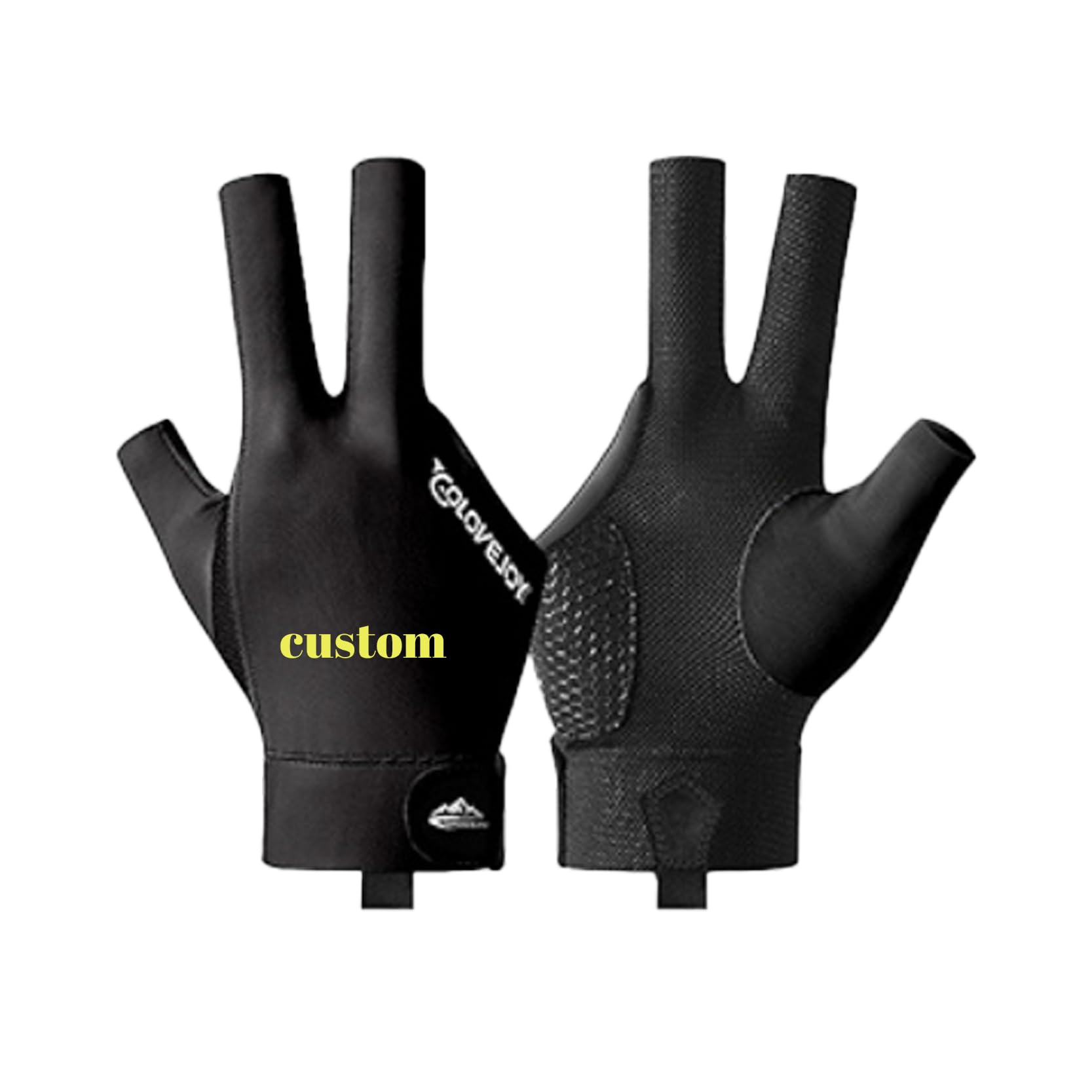Customized Billiards Glove – Personalized Pool Glove for Left/Right Hand-Breathable, Non-Slip, Comfortable Fit for Men & Women-Ideal for Players of All Levels (Right Half finger -Black)