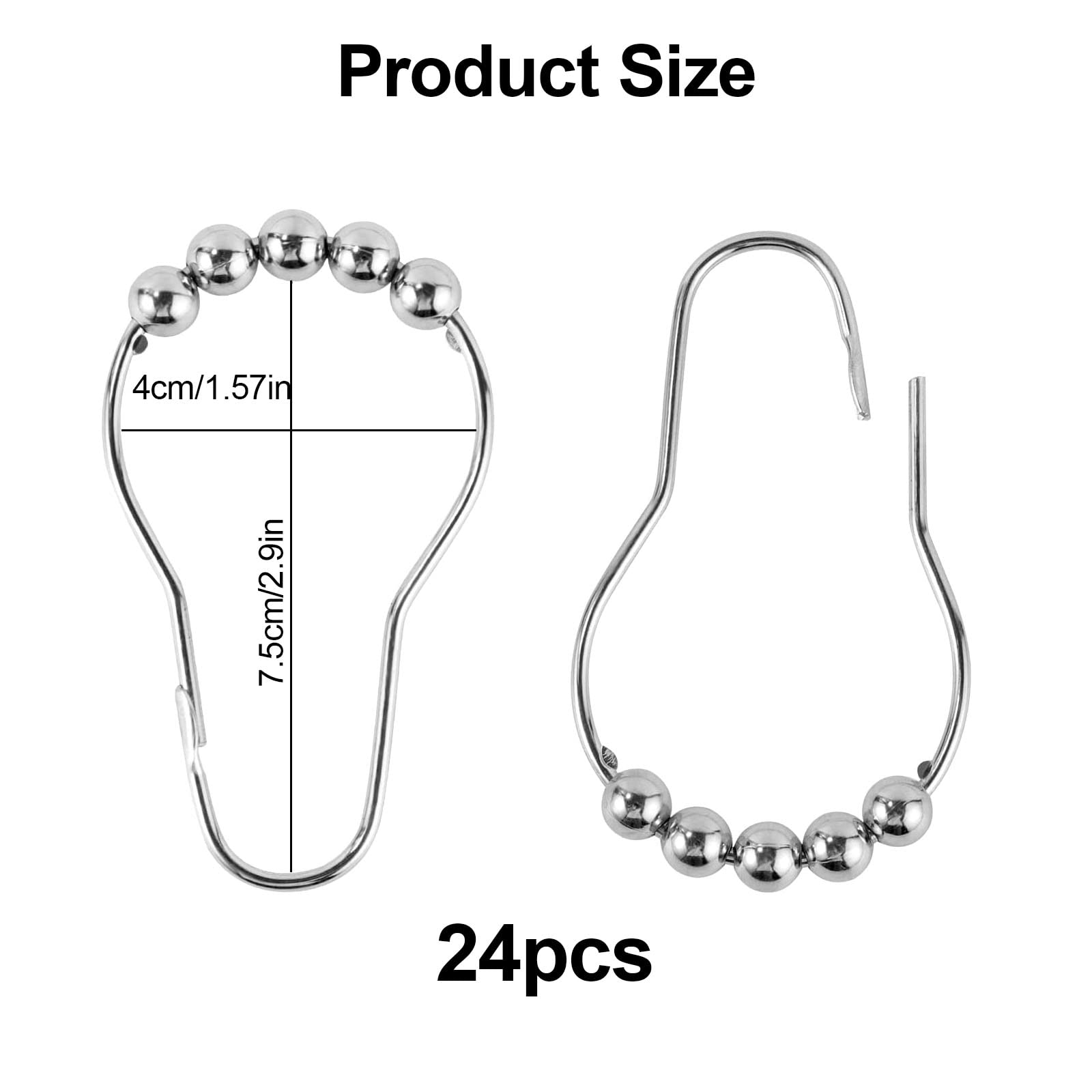 BigFoot Ganci Per Tenda Doccia In Acciaio Inox – Set Da 12, Scorrevoli, Antiruggine, A Doppio Gancio