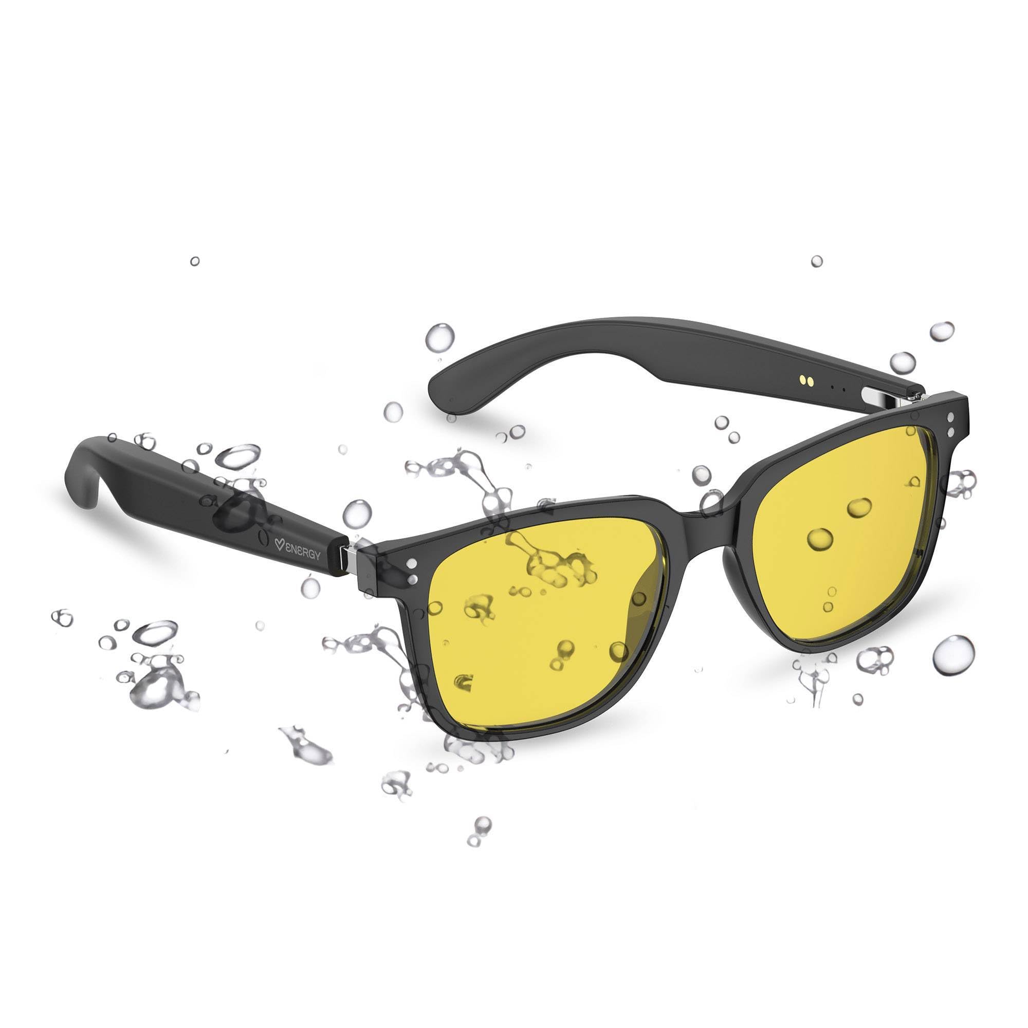 Energy Sistem Day Mode - Gafas Inteligentes Lente Amarilla/Filtro Luz Azul y UV400 / Bluetooth y Audio Open Ear/Sensor Hall Encendido Auto / IPX5 Resistente al Agua / 5h Autonomía