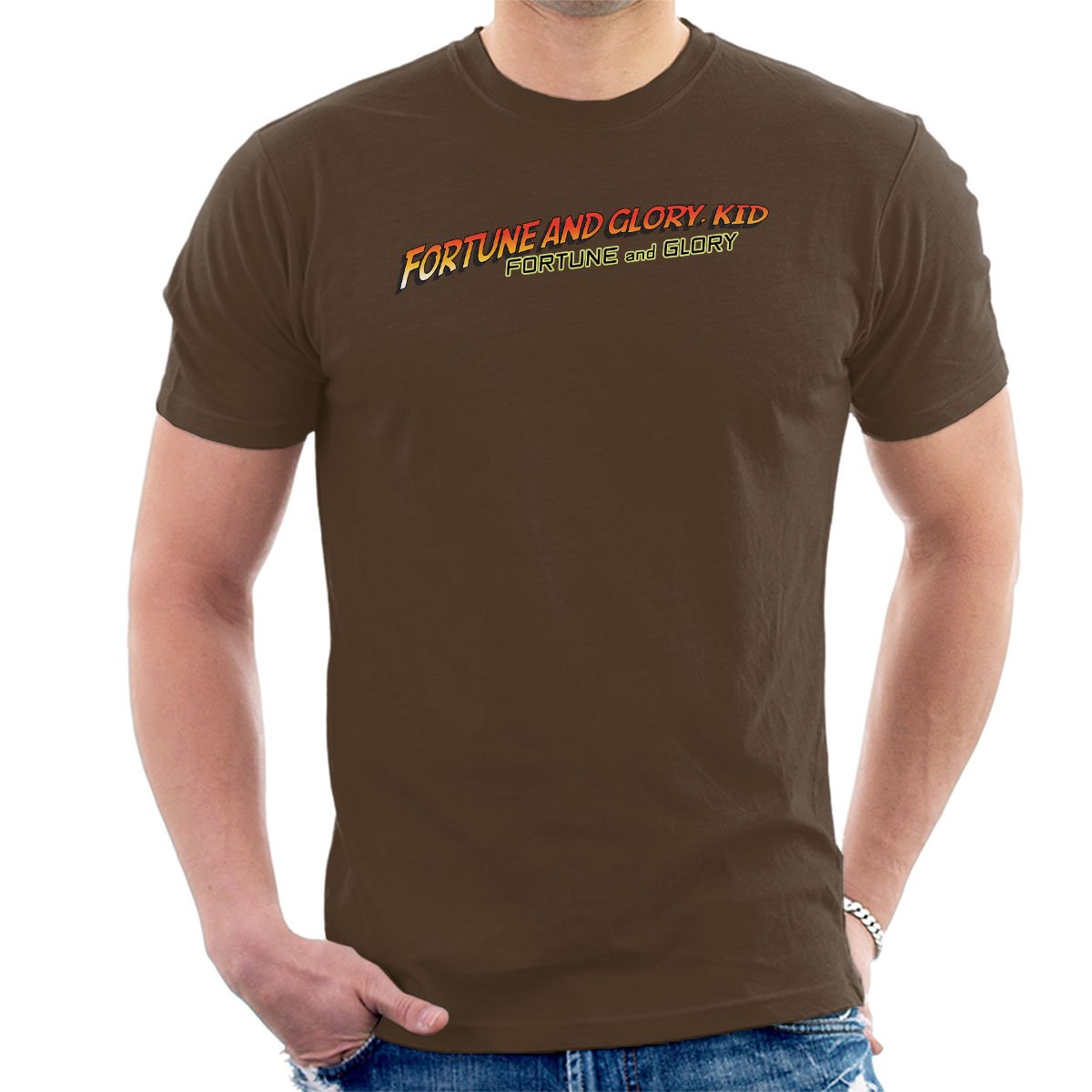 Fortune and Glory Kid Indiana Jones and The Temple of Doom Men's T-Shirt Chocolate