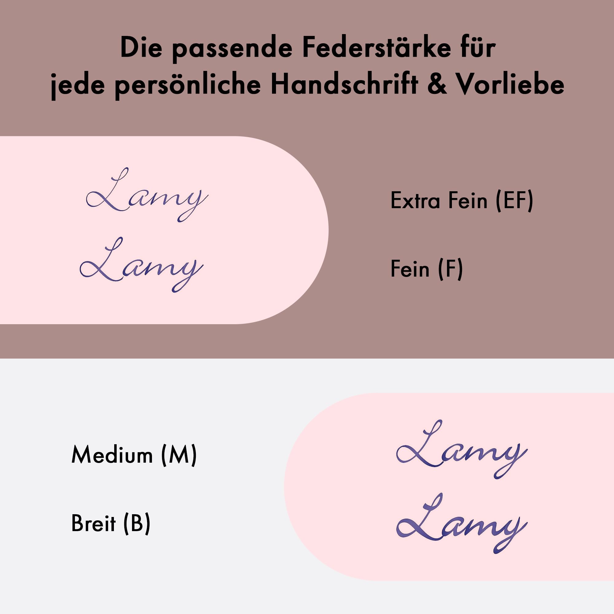 Lamy studio rose matt Füller in Strichbreite M | Lamy Füller in elegantem Gehäuse aus Ganzmetall – mit propellerförmigem Clip & Stahlfeder – inkl. Tintenpatrone T 10 blau