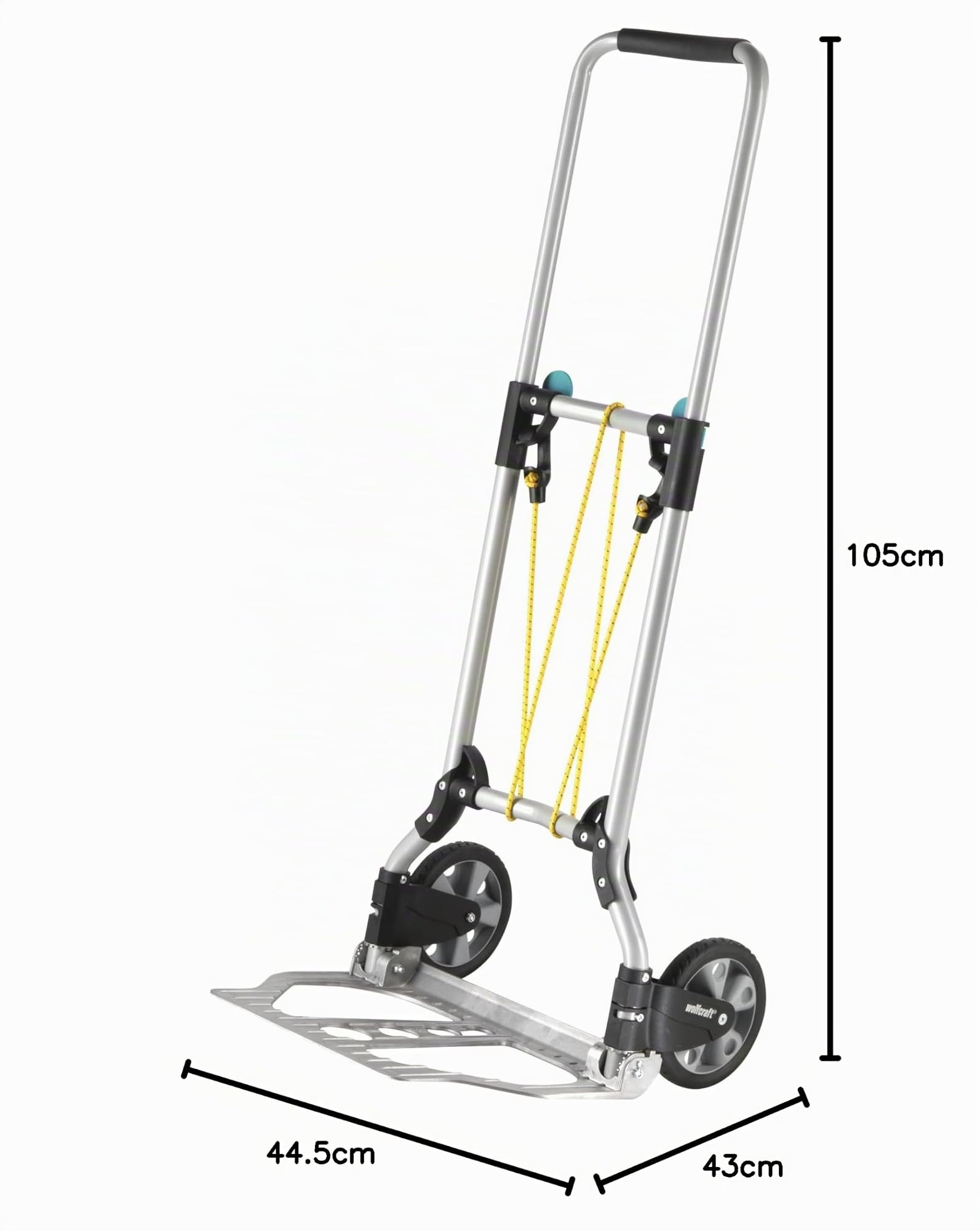 wolfcraft TS 600 Transportsystem - Klappbare Sackkarre für Lasten bis 70 kg | Stabile Handkarre mit 105 cm Griffhöhe, gummierter Griff, leicht, Schnell-Klappautomatik & gerundeter Querstange, 5505000
