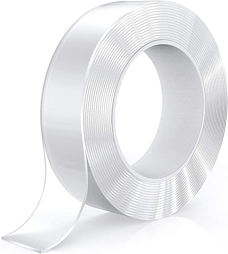 Amazon Brand - Solimo Nano Double Sided Tape, Multipurpose Super Sticky Gel Grip Mounting Tape, Washable, Reusable, No Residue, for Home & Office, 2mm Thick, 1.2 Inch Wide, Transparent (5 mtrs)