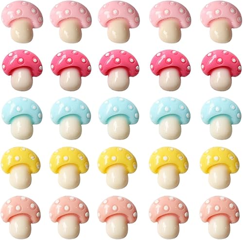 30 piezas de mini dijes en forma de hongo en rodajas de resina para álbum de recortes, manualidades, horquilla, teléfono, decoración para álbum de