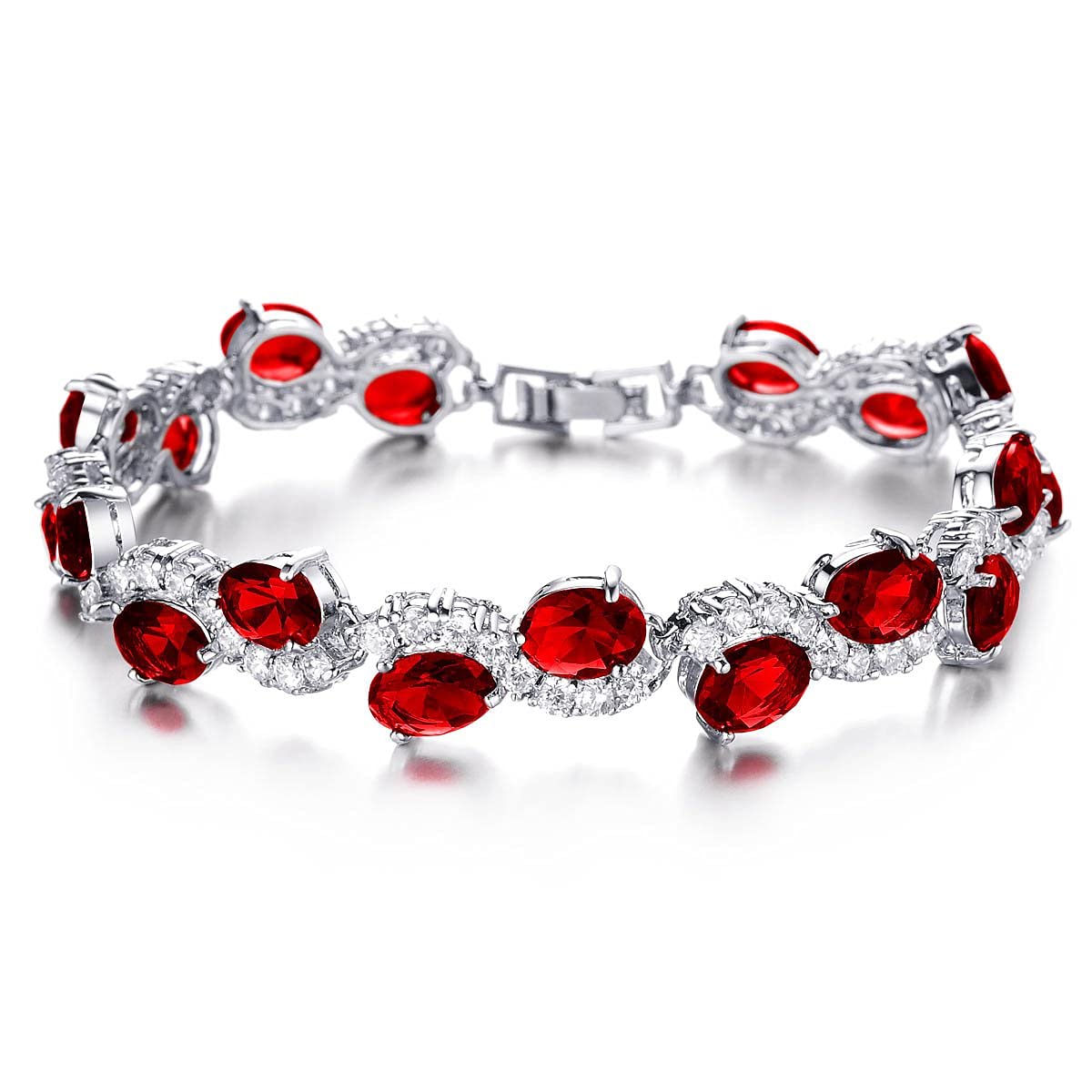 Shining Diva Fashion Latest Stylish Platinum Plated Austrian Crystal Bracelet for Women and Girls (11954b), red, free (B091MNRFHK) Amazon Price History, Amazon Price Tracker