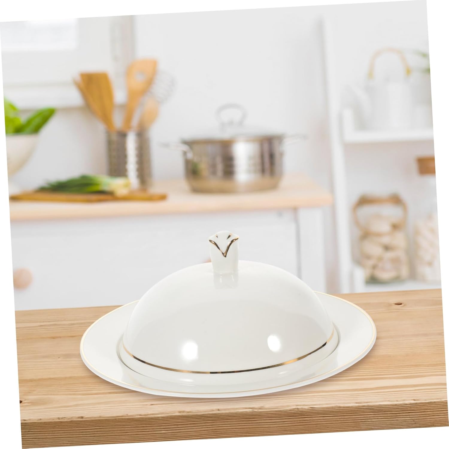 OUNONA Household Ceramic Plate Lid Dinner Plate Smooth Edges for Versatile Use