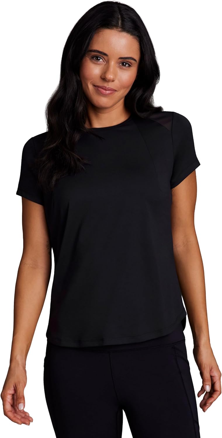 RBX Active Women's Workout Top with Mesh Panels, Breathable Quick Drying Gym Running T-Shirt, with Plus Sizes