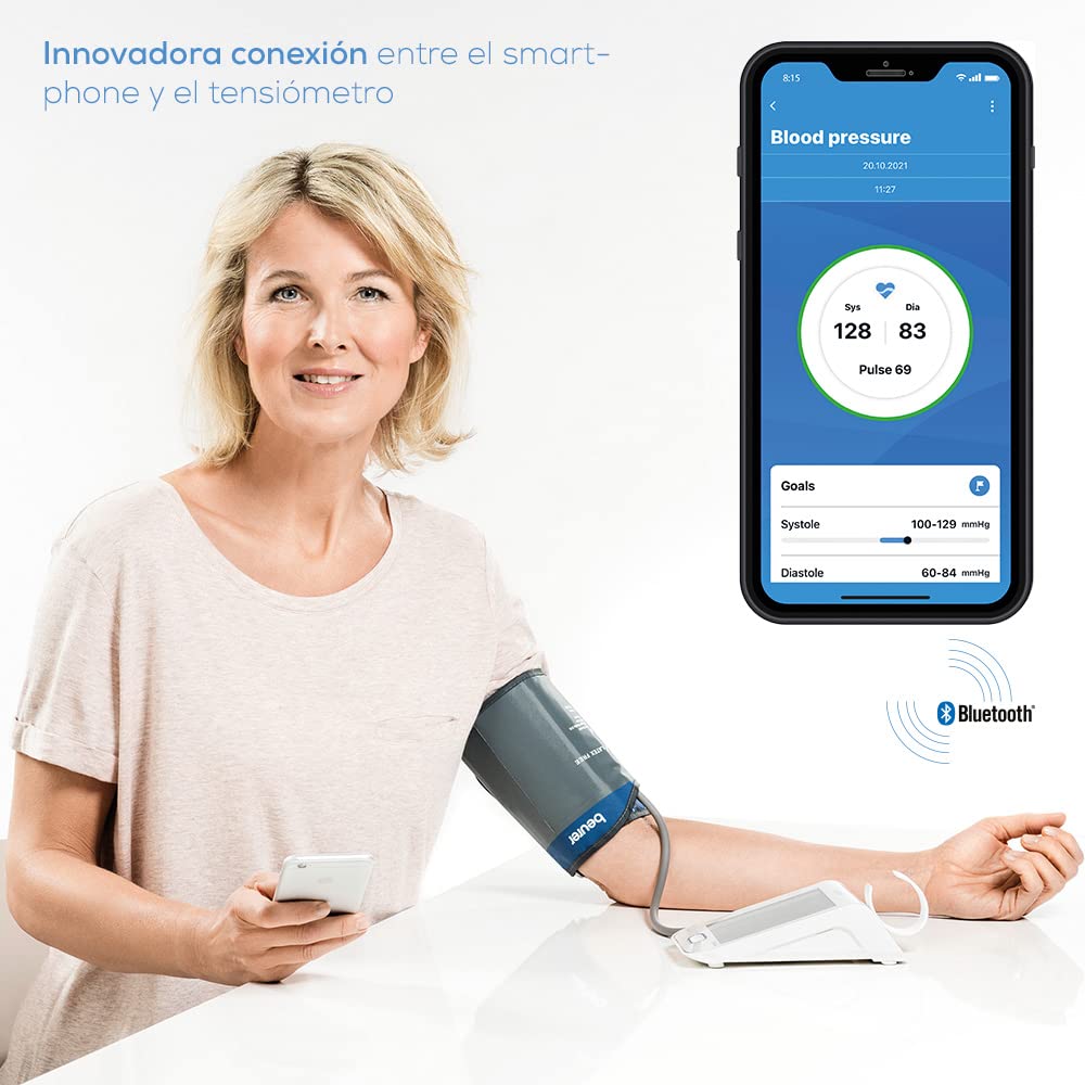 Beurer BM 77 Tensiómetro de brazo, con indicador de reposo patentado, conexión a app con protección de datos certificada, también apto para embarazadas