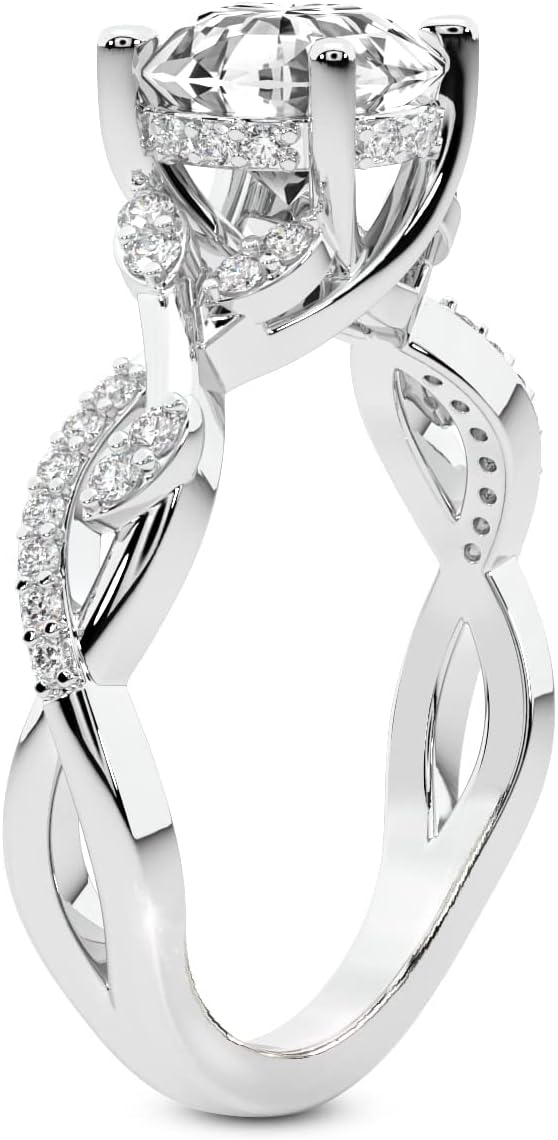FRIENDLY DIAMONDS Lab Grown Diamond Ring For Women IGI Certified | 1-5 Carat Harlow Twisted Shank Diamond Ring | 14K Or 18K White, Yellow Or Rose Gold | FG-VS Quality