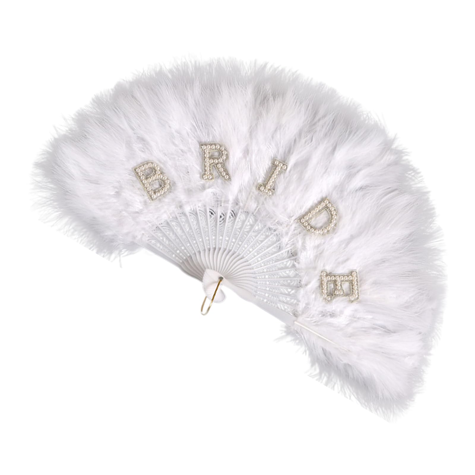 Buxuaaaa Bridal Feathered Lace Fan Elegant Cooling Accessory for Wedding Photography & Outdoor Ceremony Props Bridal Accessories