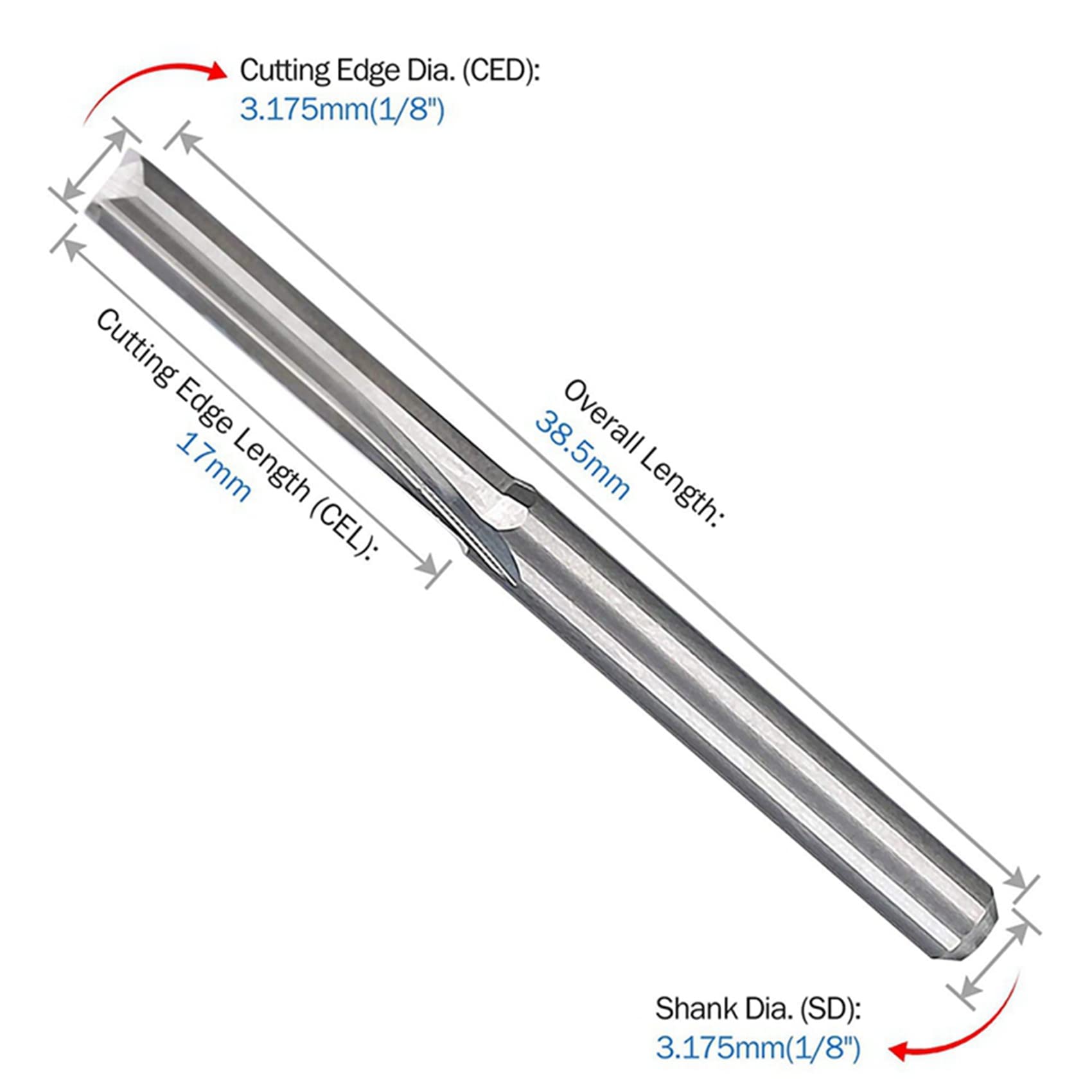 80 Pezzi 2 Flauto Punte del Router di Cnc 3.175 mm Dritto Fresa nel Acciaio al Tungsteno Fresa per Legno Plastica