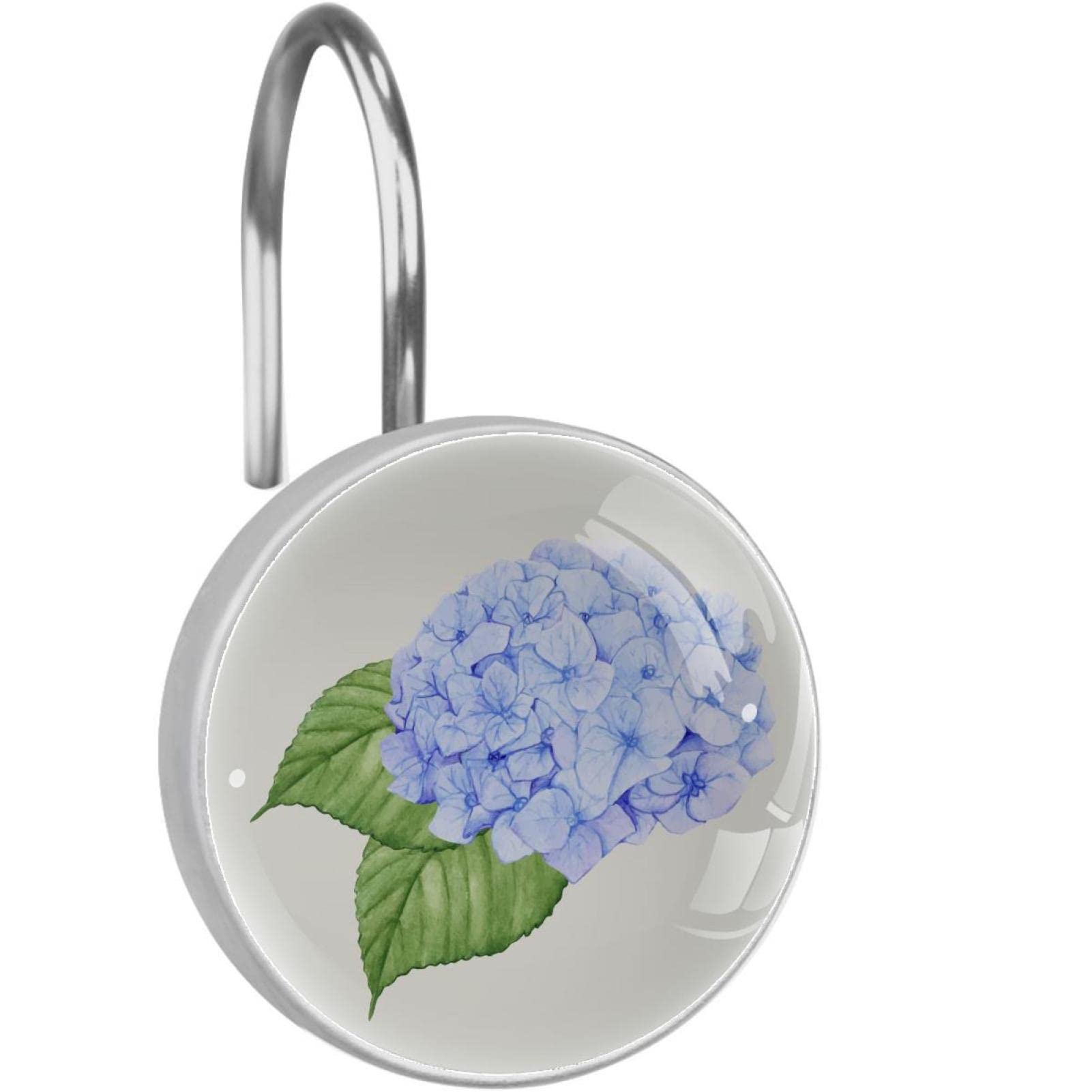 Crochets pour rideau de douche avec anneaux fleurs en verre cristal