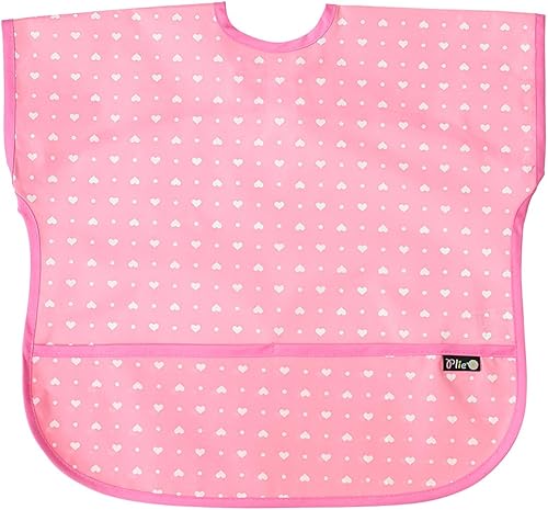 Miniatura 2 de Short Sleeve Waterproof Bib for Toddlers – Easy Clean Feeding Apron for Mealtime, Daycare, Self-Feeding, Lightweight Rosa/Corazón Dot