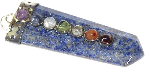 Miniatura 5 de Lapis Lazuli - Colgante plano de chakra de 2 pulgadas aprox. Jet International Healing Spiritual Divine India Crystal Therapy