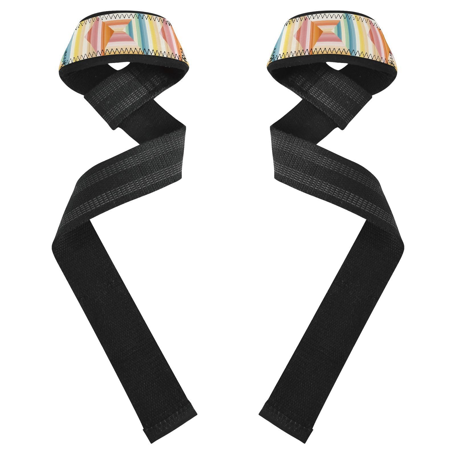 STAYTOP Colorful Square Wrist Straps for Weightlifting,Lifting Straps with Neoprene Cushioned Wrist Padded and Anti-Skid Silicone for Strength Training,Bodybuilding,Deadlifting