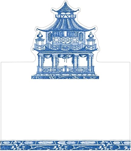Chinoiserie Toile Pagoda - Tarjetas de lugar en azul, 8 por paquete