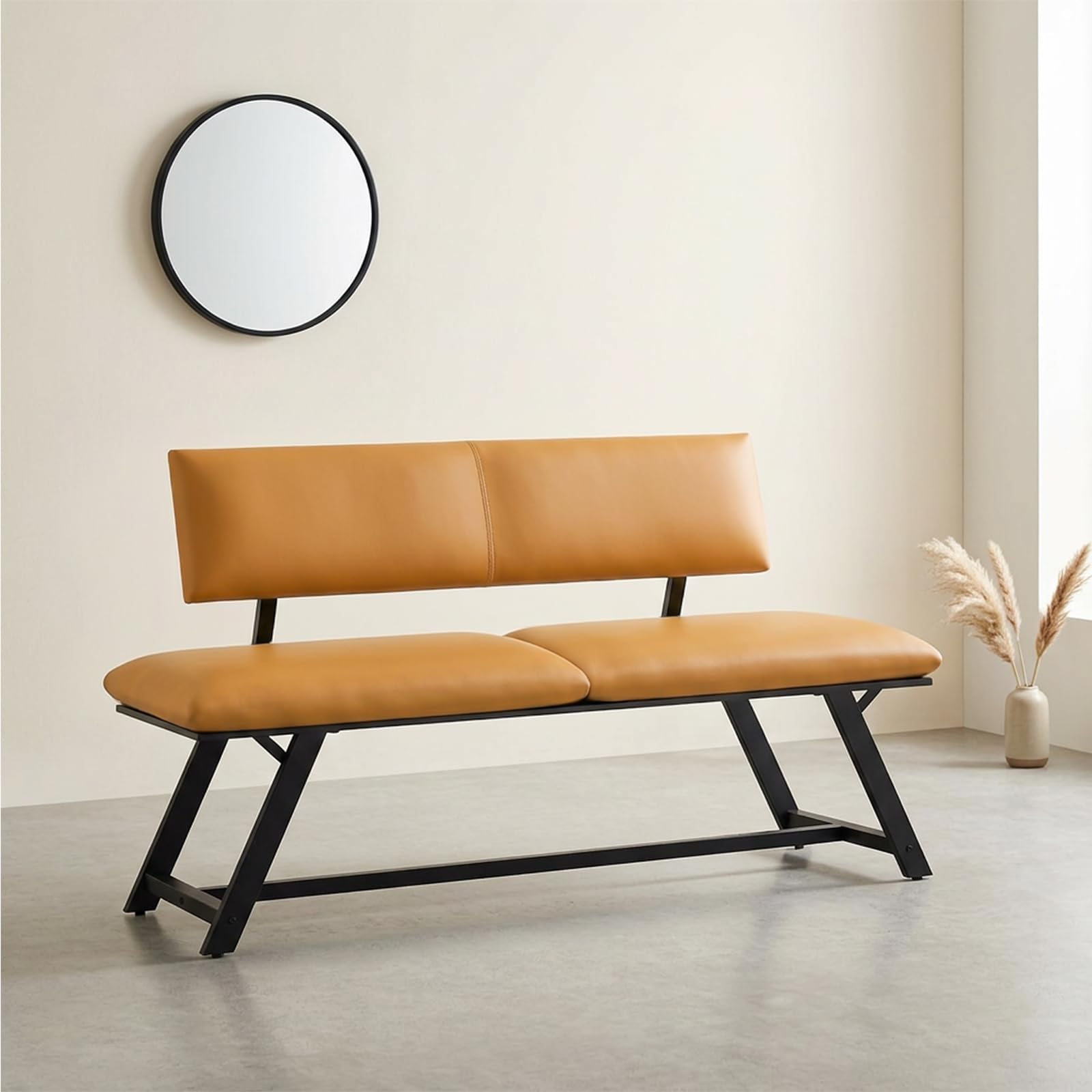 HOOBRO Banco con Respaldo, Asiento con Respaldo para Comedor Acolchado en PU, Banco de Comedor, Capacidad para 2-3 Personas, Apto para Comedor, Cocina, Salón, Pasillo, Marrón y Negro ECB18CD01
