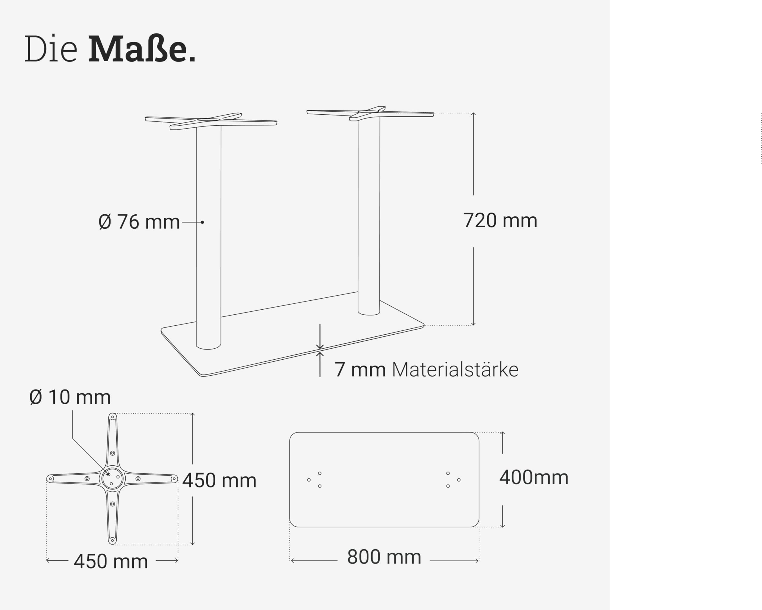 Natural Goods Berlin 1x Bistrotischgestell Duo RUND - Tischbeine Metall Schwarz Outdoor Bistrotisch Outdoor 72cm- Tischbeine Schwarz, Tischfüsse Aus Metall - Zwei Tischfüße Für Drinnen & Draußen