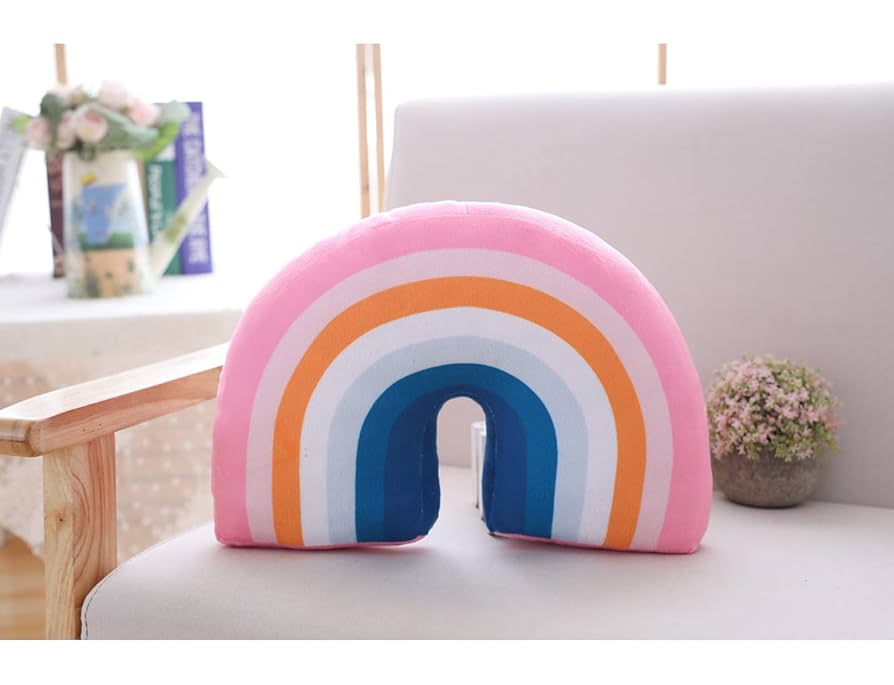 Poitemsis Rainbow Cushion 13.7 Inch For Girls Kids Bow Bed Decor Plush