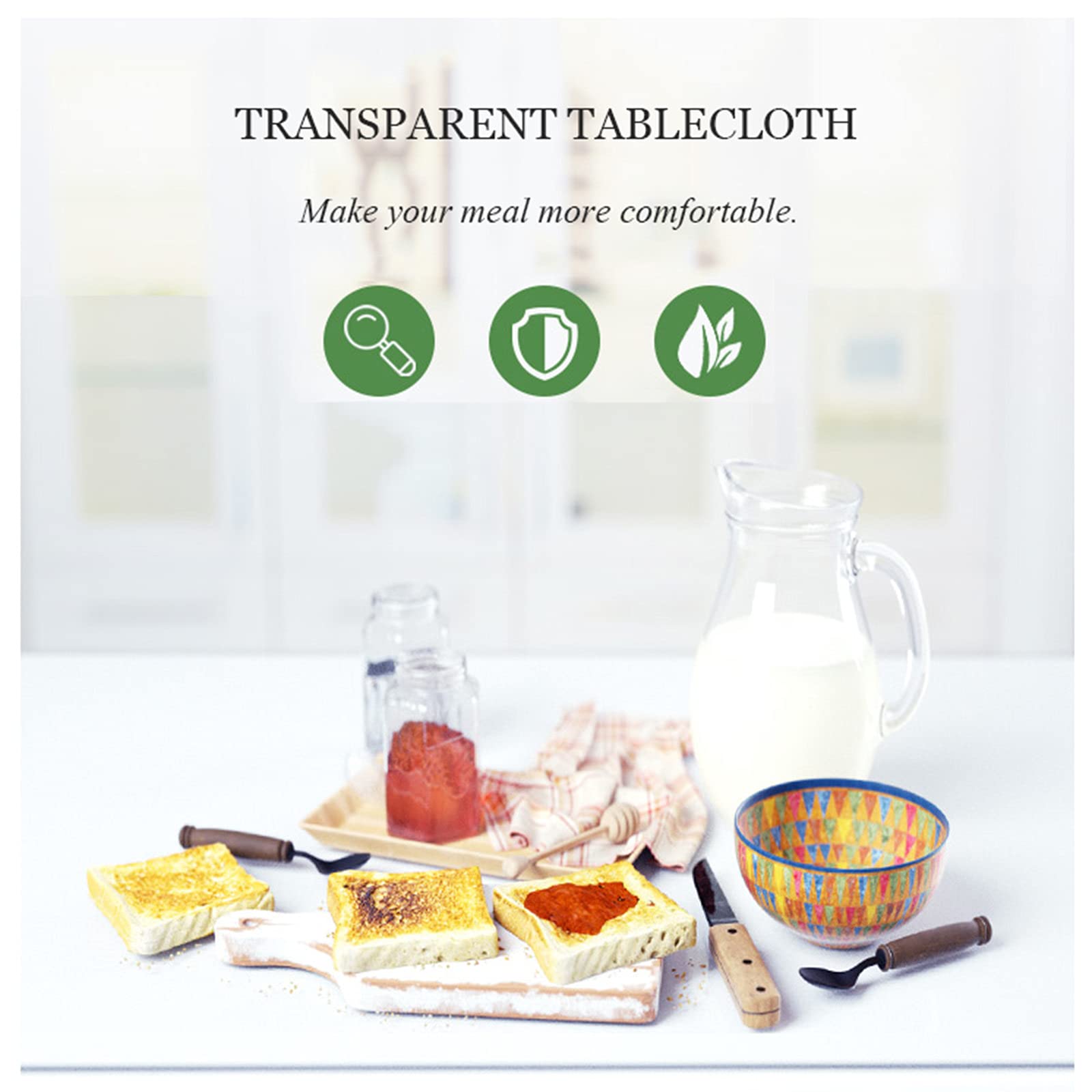 Sonakia Table Cloth, Wipe Clean Plastic Table Cover, Furniture Protector pad for Garden, Restaurant, Kitchen, Durable PVC Transparent Tablecloth, (1mm, 80x150cm/31.5 * 59in),120x160cm/47.2 * 63in