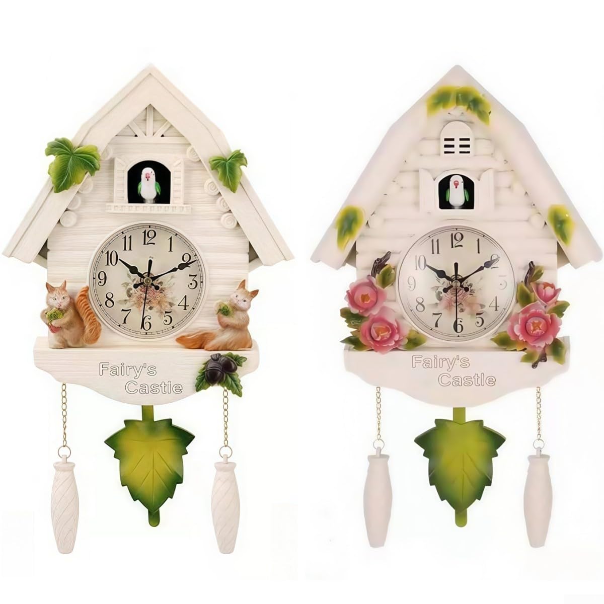 Zoegneer Orologio a cucù da parete con pendolo, orologio a cucù da parete, design a chalet in stile moderno, orologio decorativo da parete per soggiorno (marrone)