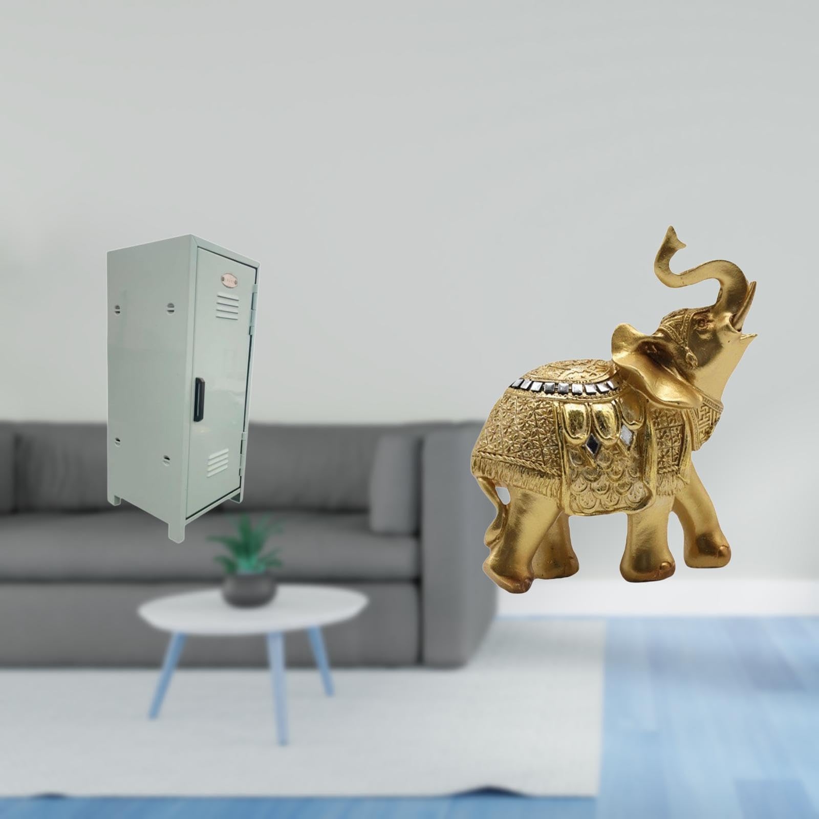 Enakshi® Space Saving Organizer Cabinet for Home Keys and Decorative Elephant Statue Resin Art Sculpture for Bedroom Desk Shelf Storage-picture-17
