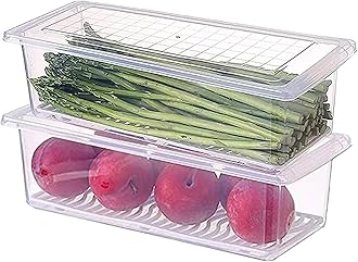 Clazkit Plastic Food Storage Containers,Fridge Organizer For Keep Fruits, Vegetables, Meat, Fish Fresh And Dry-1500 Ml - Pack Of 2, Transparent