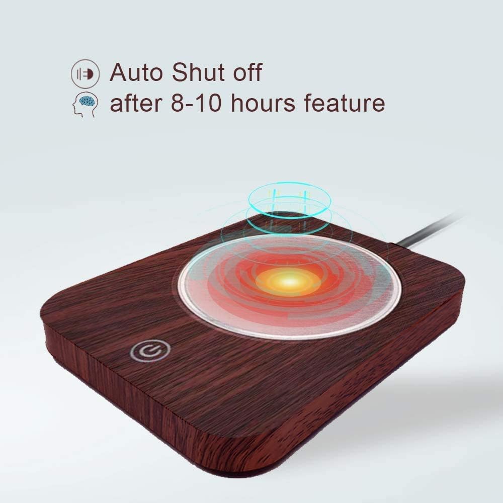 SWARK Smart Coffee Warmer for desk, Cup warmer with automatic shut off for Office Home Use, Electric Cup Beverage Plate for Candle, Water, Cocoa, Milk (Imitation Wood Grain)