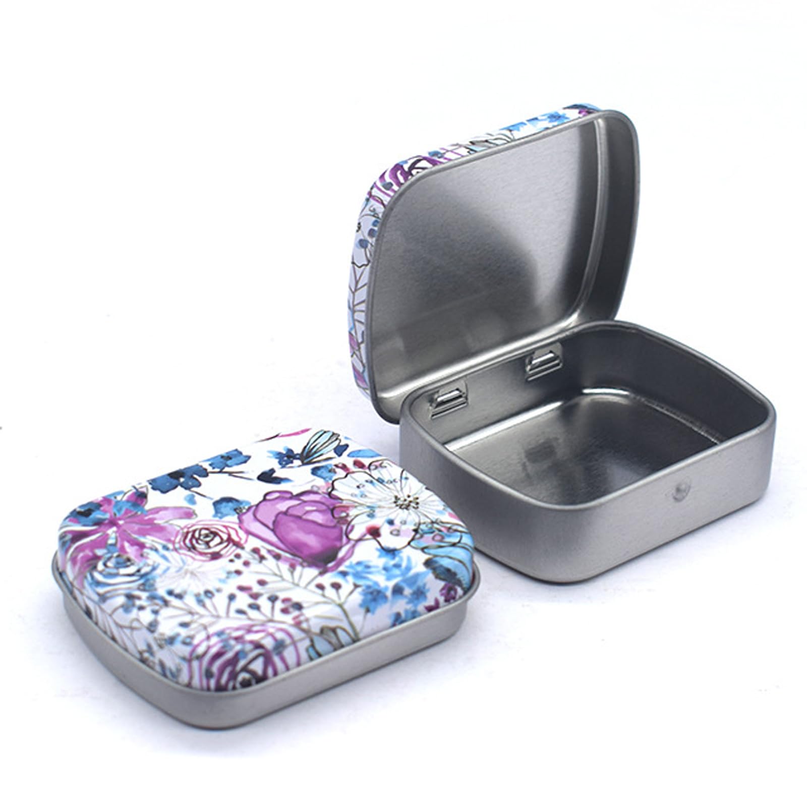 CHENRONGWEI 6Pcs Durable Mini Portable Tin Box Useful Metal Storage Tin Box Colorful Cute Pattern Empty Hinged Tins Container Rectangular Hinged for Key, Candy, Coin, Earrings