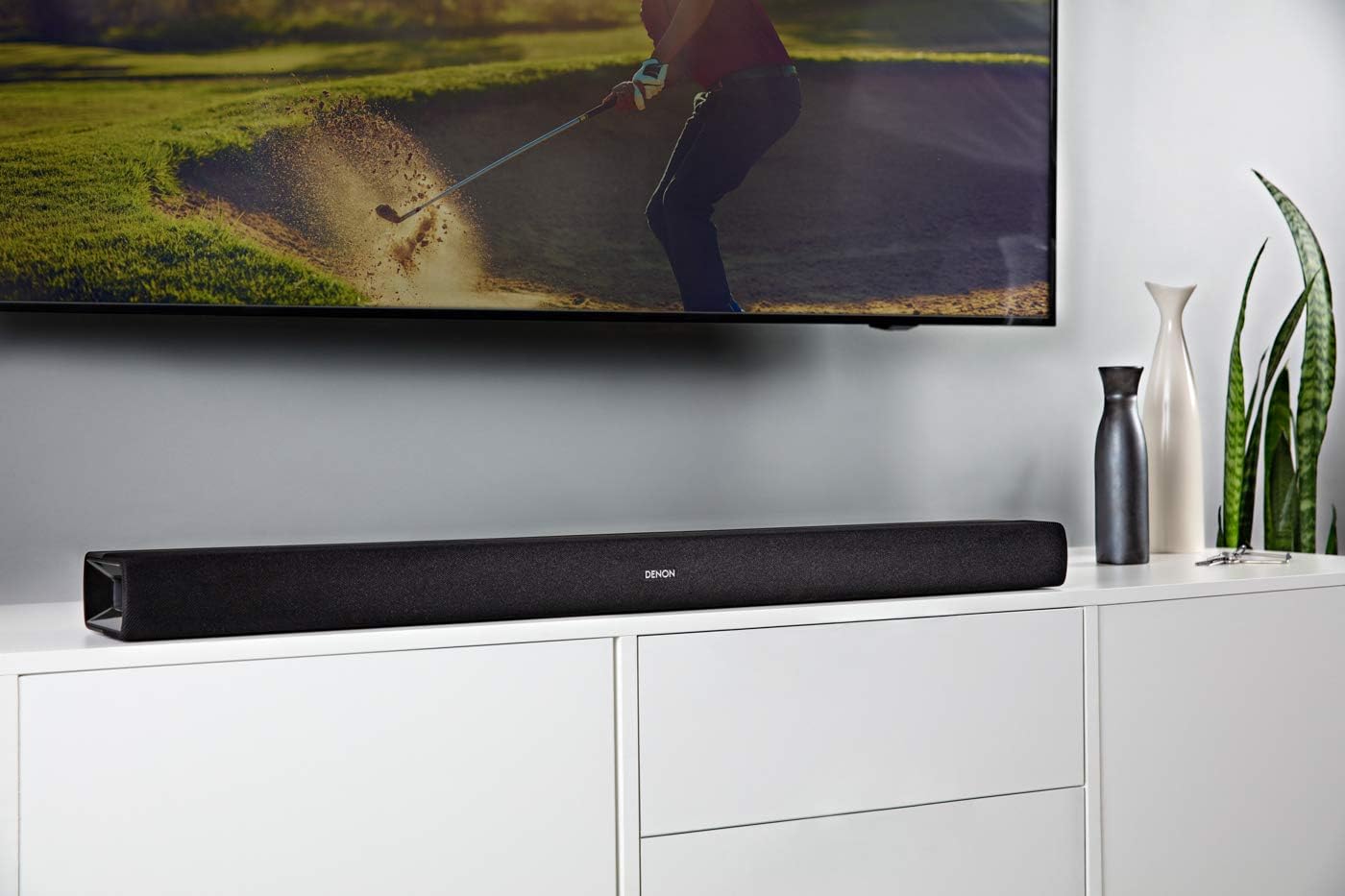 Denon DHT-S216 soundbar in a gaming setup