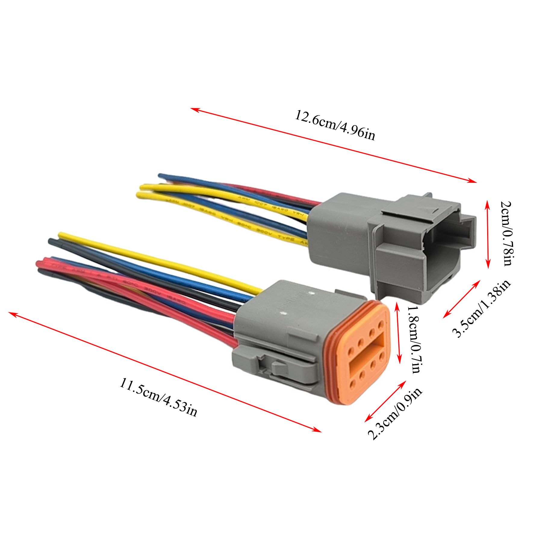 2 set di connettori per auto DT a 8 poli (maschio e femmina) con cavi da 16 AWG per auto/camion/barche/LED