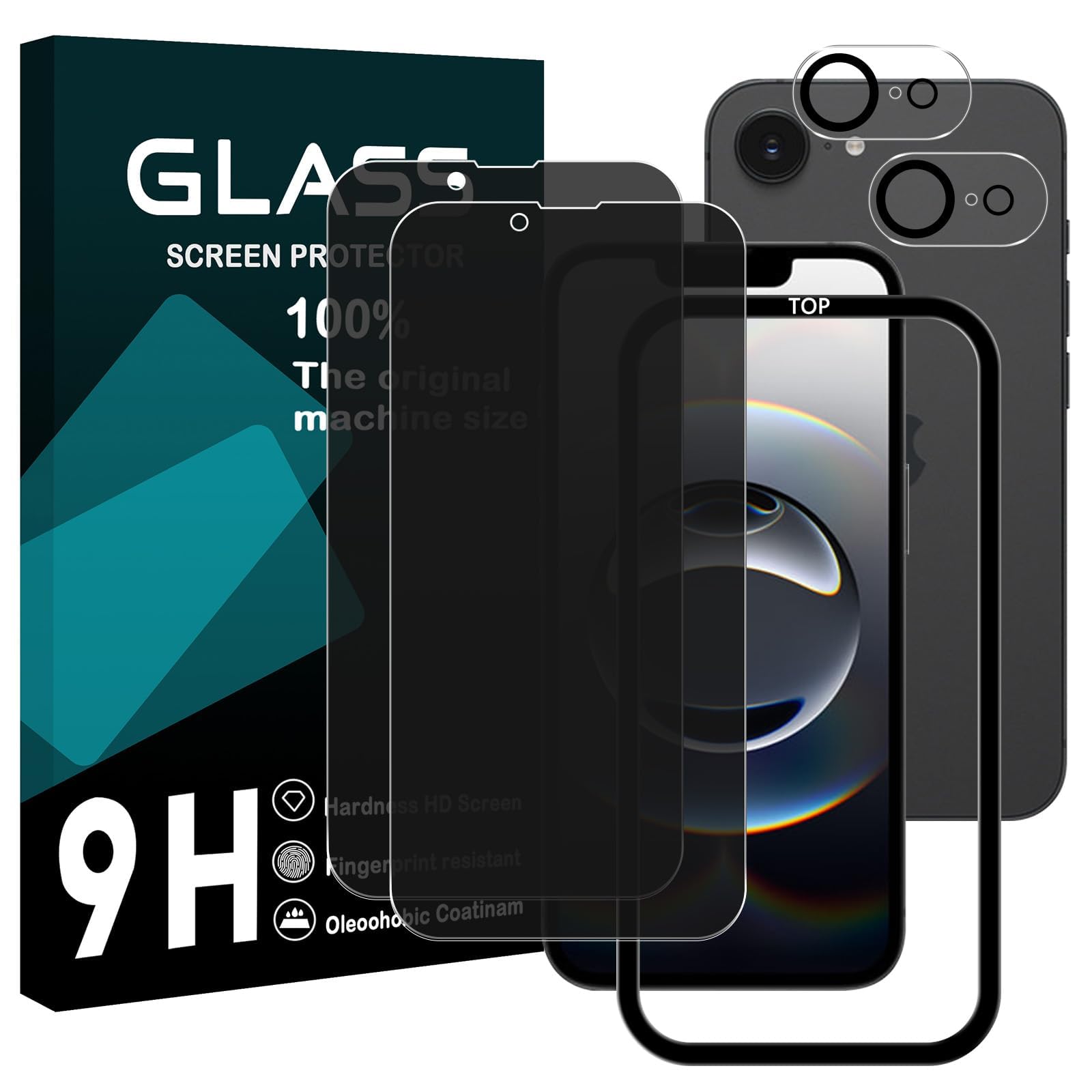 対応 iPhone 16E/17E ガラスフイルム 覗き見防止 【2+2枚セット AGC旭硝子 ガイド枠付き 】 iPhone 17e フイルム のぞき見防止 (2枚) + レンズ保護フィルム (2枚) iPhone16e/ 17e 液晶 保護フィルム のぞき見 プライバシーフィルム 強化ガラス 【 硬度9H 耐衝撃 飛散防止 厚さ0.26mm 気泡ゼロ 3D Touch対応 高感度 指紋防止 ラウンドエッジ加工 】 TZ-16EFK4