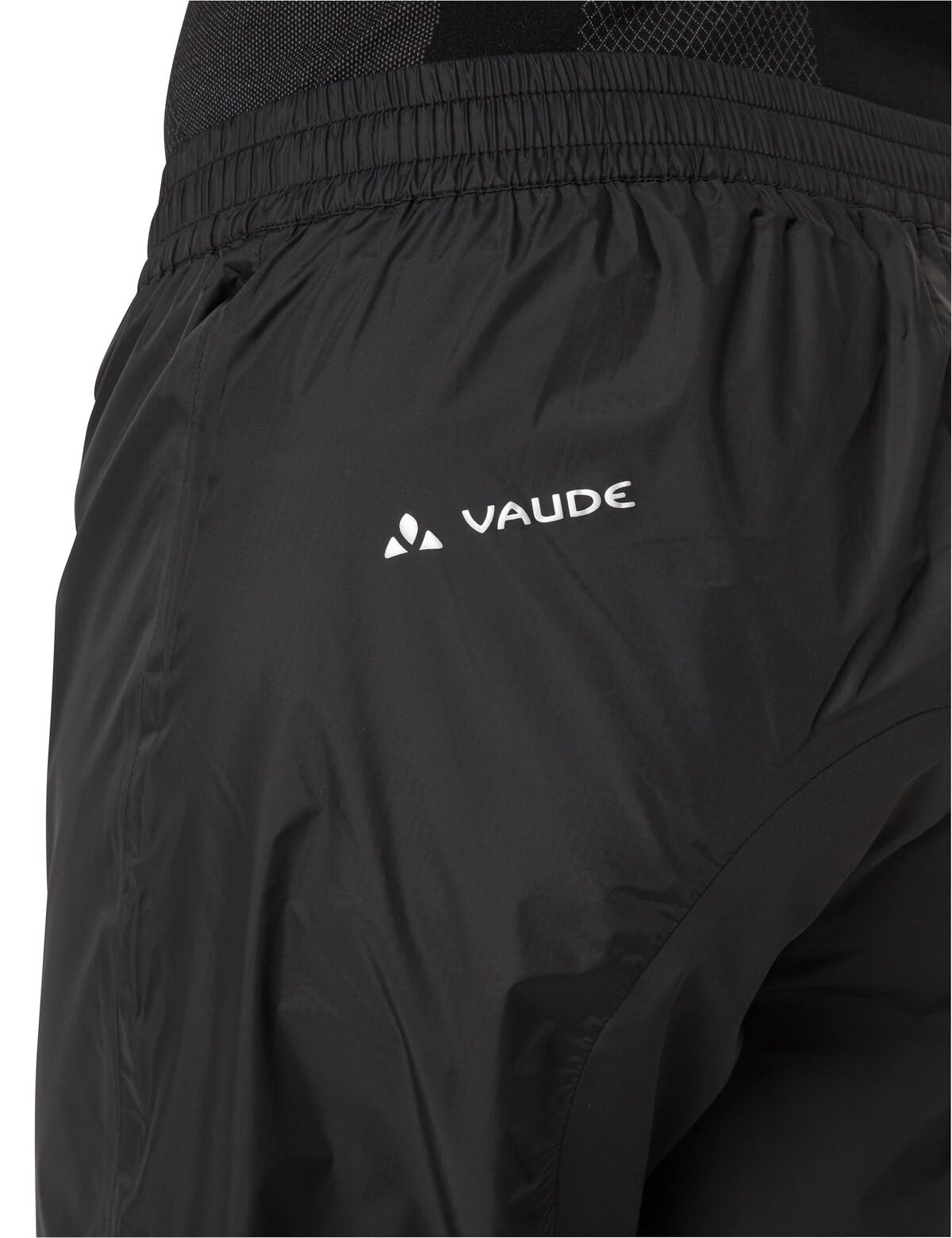 VAUDE Spodnie przeciwdeszczowe męskie Drop Pants LI, wodoodporne spodnie outdoorowe na rower, lekkie spodnie wierzchnie, oddychające spodnie rowerowe, czarne, szybko się zakładają