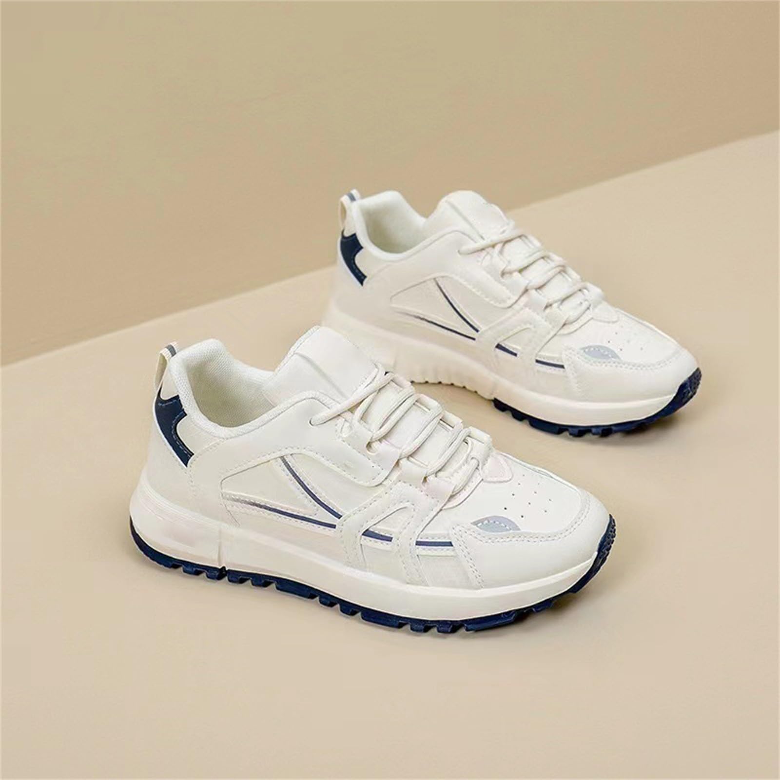 Generisch Scarpe da ginnastica da donna, classiche, con plateau, basse, suola morbida, suola piatta, comode e antiscivolo, per il fitness, scarpe da passeggio, leggere con lacci