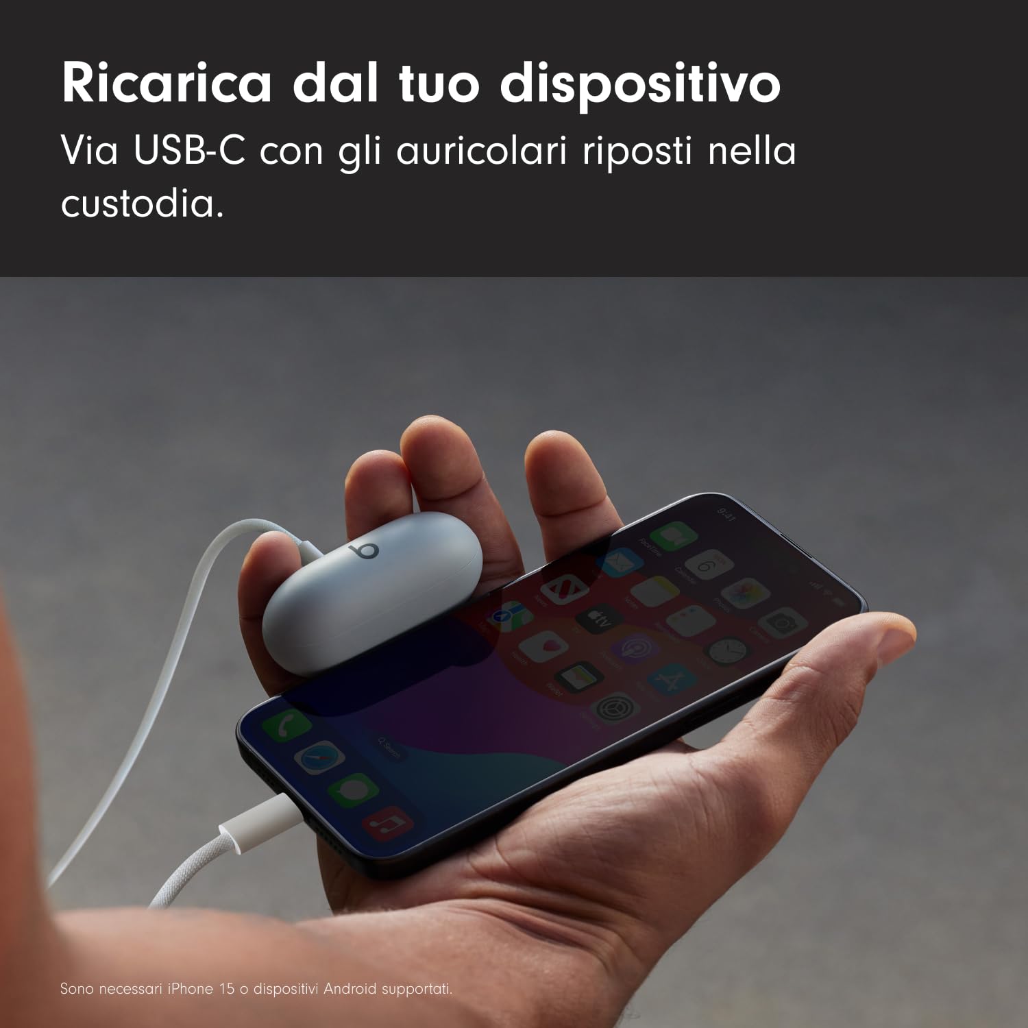 Beats Solo Buds — Auricolari Bluetooth Wireless | 18 ore di autonomia | Compatibilità Apple e Android | Microfono integrato - Nero opaco