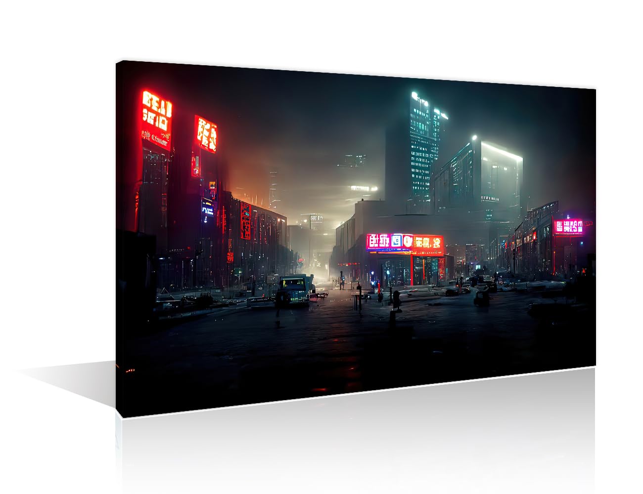 1 Panel Night City Neon Lights of the Metropolis Wall Art Cyberpunk City Neon Streetview Night Canvas Paintings Wall Decor for Living Room Posters and Prints Framed Ready to Hang (24" Wx36 H) โ image 1