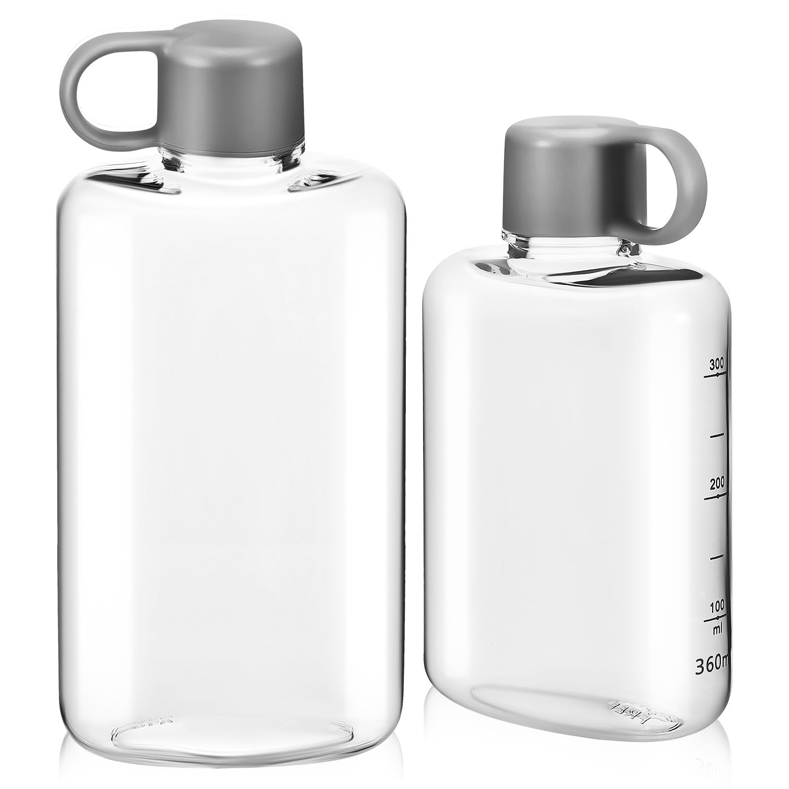 Outanaya Tragbare Flache Wasserflasche 2 Stück 360ml und 500ml Tritan
