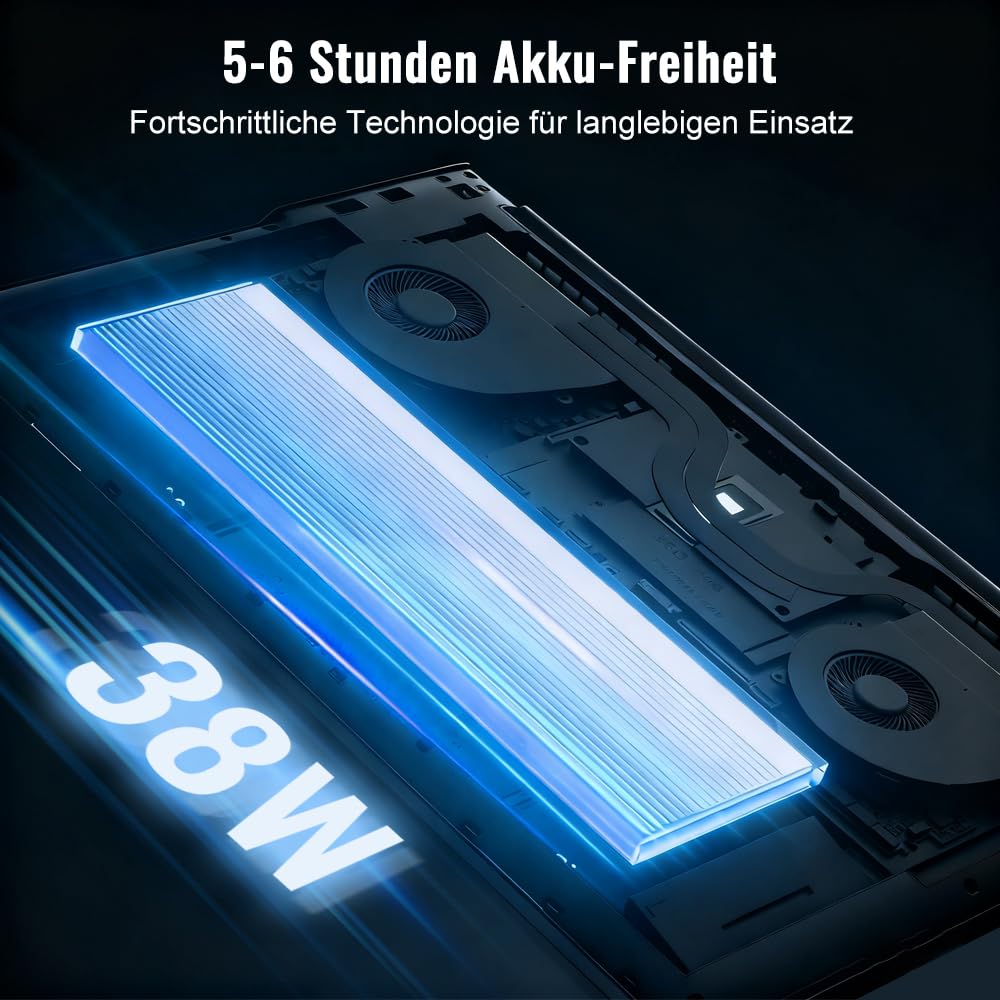 Gaming Laptop 16 Zoll Win11 12+512GB SSD Unterstützung 2TB(HDD-2TB) 1920x1200 Notebook 4-Core Celeron N5095 (bis 2.9GHz) Laptop mit Nummerntastatur WiFi Mini HDMI Deutscher Tastaturschutz-Blau