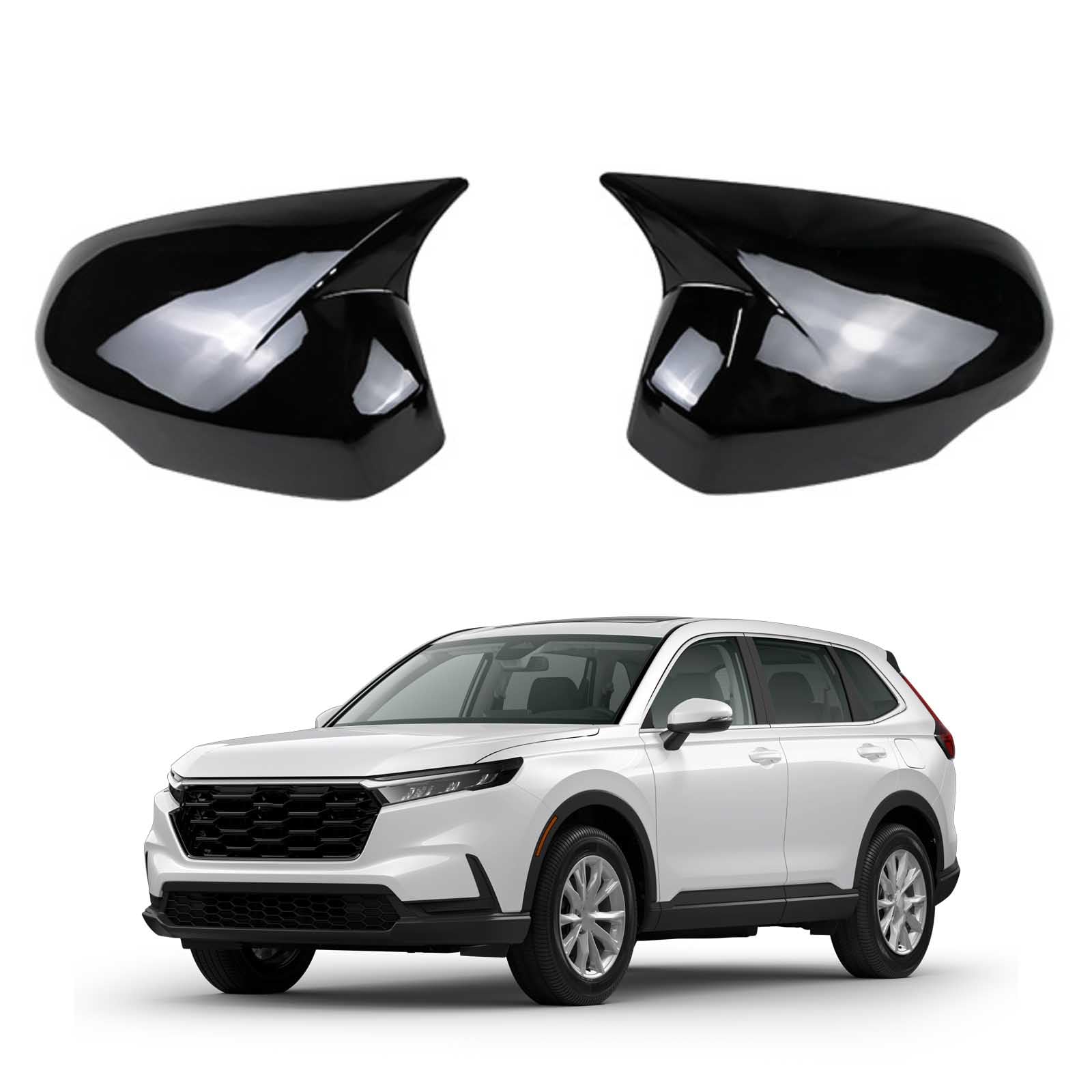 PAPEP Door Mirror Cover Caps for CRV 2023, Left Right Side Wing Rearview Mirror Cover Lid 2 Pieces Exterior Styling Accessory,Glossy black