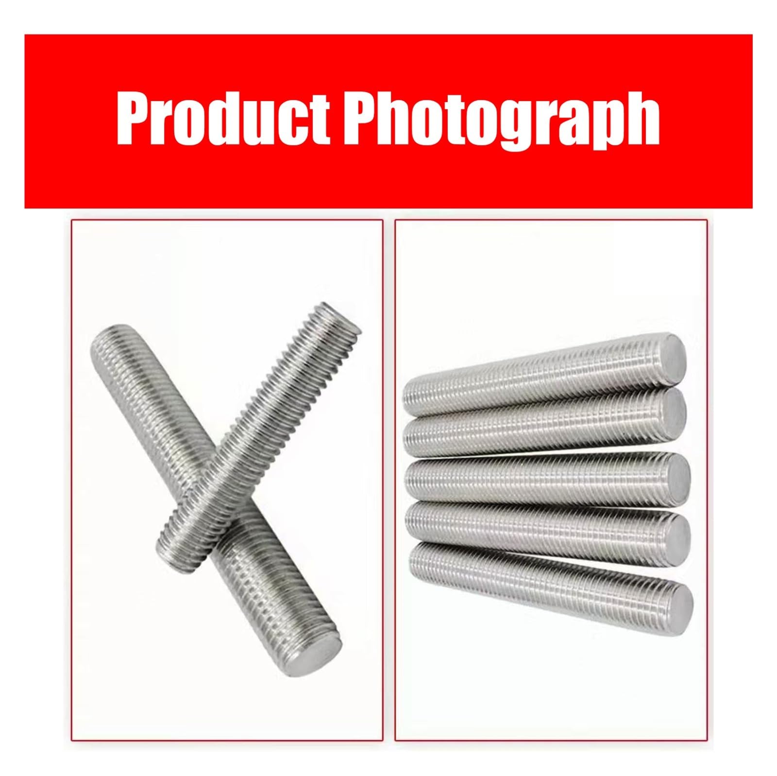 Varilla roscada de acero inoxidable 304, rosca derecha, M3, M4, M5, M6 y M8, paso de rosca de 0,5 a 1,25 for fijación de muebles.(M6x1x300mm 10pcs)