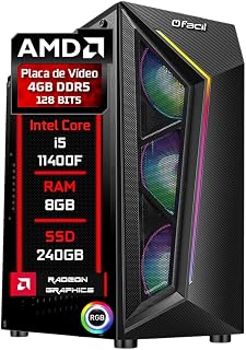 PC Gamer Blue PC Intel core I5 11400F (11ª Geração) 8GB DDR4 AMD Radeon 4GB DDR5 128 Bits SSD 240GB - Fonte 500w