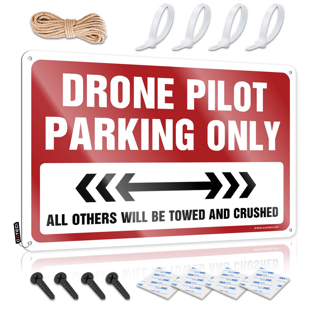 Birthday Cool Funny Sign - Drone Pilot Parking Only Rustic Wall Art Designer Easy Hang For Ranch(20X30CM)