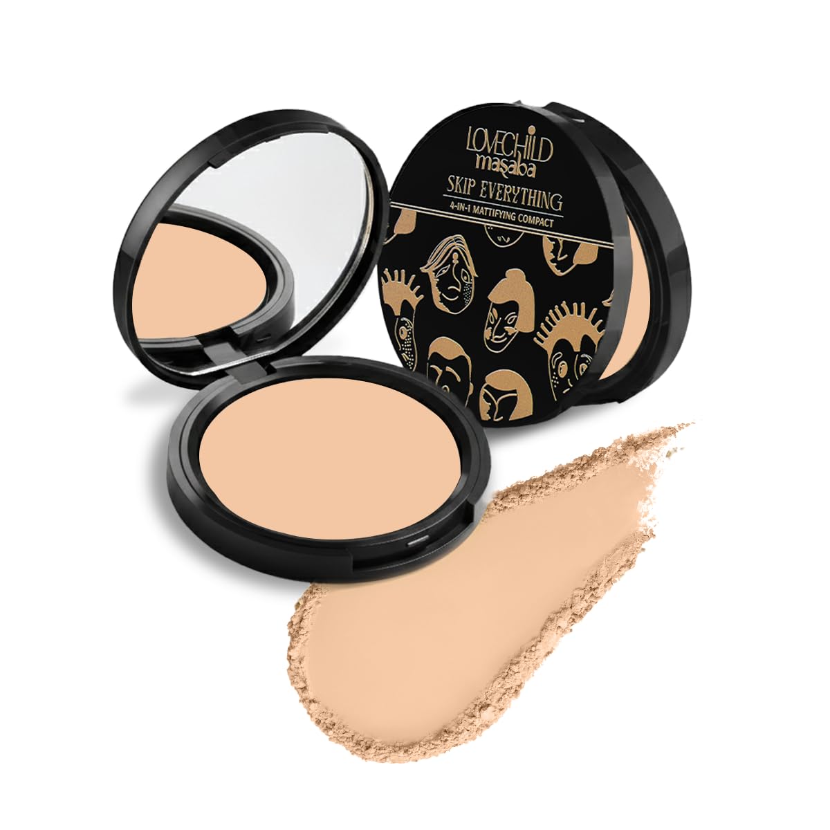 Lovechild Masaba 4-in-1 Mattifying Compact - Perfect Matte Coverage, Moisturizer, Primer & Skin Repair, With Macadamia Oil & Vitamin E, Moody Mama (Light) - 9g-image-18