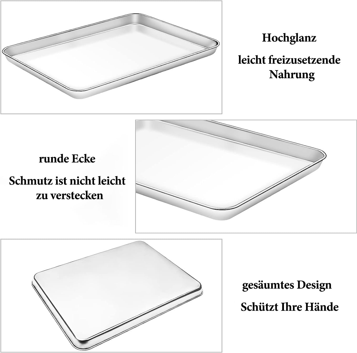Terlulu Bandeja para horno con rejilla de enfriamiento, de acero inoxidable, grande, rectangular, para horno y rejilla, juego de 40,5 x 30,5 x 2,5 cm, para hornear/asar/servir, apto para lavavajillas
