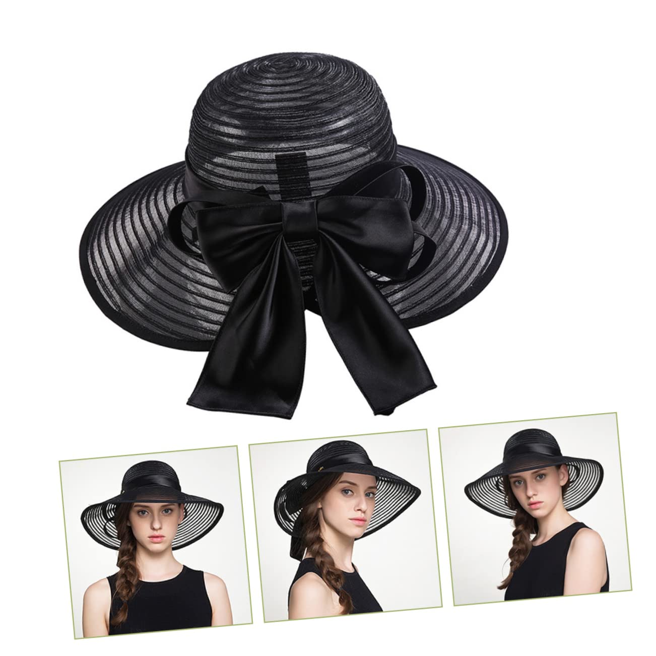 BESPORTBLE 3 Pièces Chapeau de Plage Femme Large Chapeau et Respirant Nœud Délicat pour Activités Extérieures et Jardinage