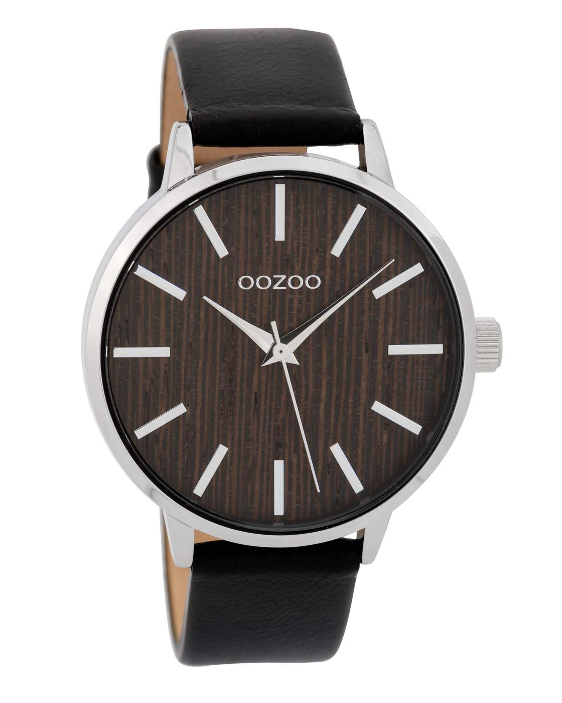 Oozoo Damenuhr mit Lederband Serie Wood 42 MM Holz/Schwarz C9254