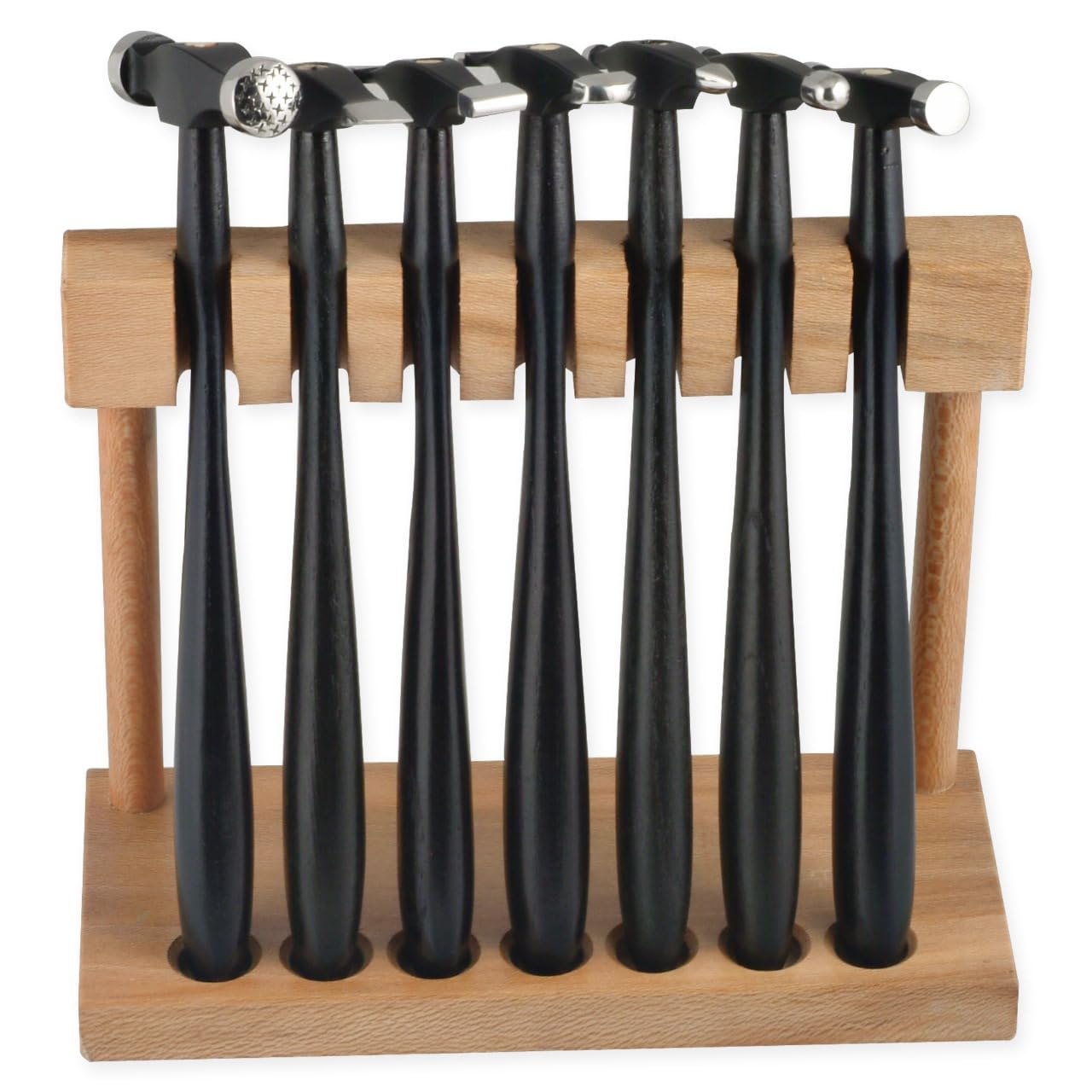 Set di 7 mini martelli compatti con supporto in legno, per creare gioielli, goffratura, metallo, formaggio, orologi, strumenti di riparazione PTL