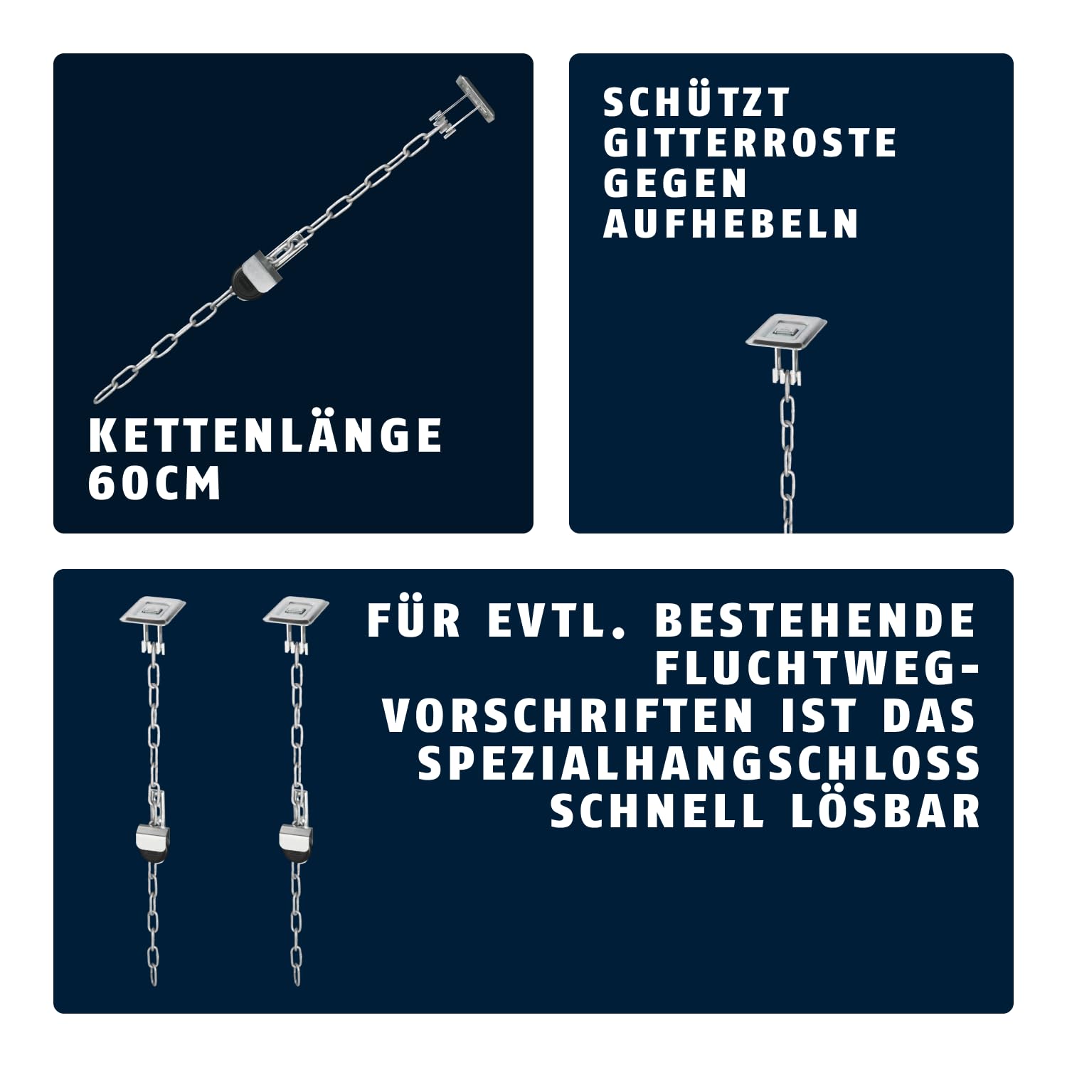 ABUS Gitterrostsicherung GS40 - Schutz für Kellergitter und Kunststofflichtschächte - mit variabler Kette - ABUS-Sicherheitslevel 6 - 03600 - 1er Set