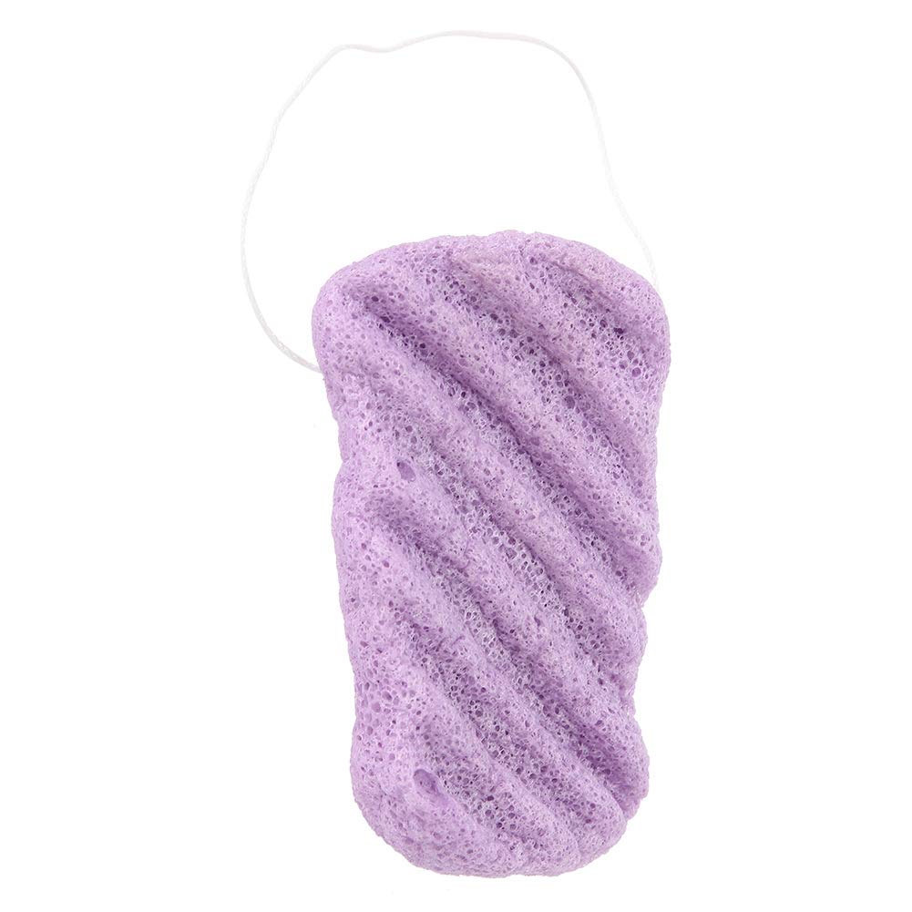 Esponjas de lavado de Konjac de cuerpo de aleteo de cara de onda larga 100% natural para el cuidado facial del cuerpo(03# lavanda púrpura)
