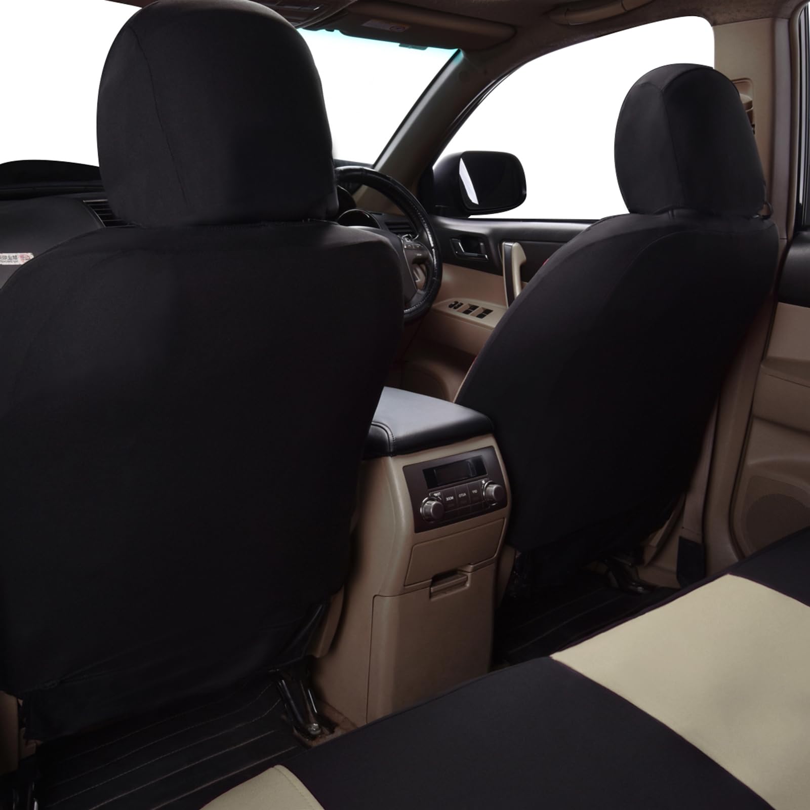 Flying Banner Maille Housses de siège de Voiture Ensemble Complet Universal Fit Airbag Compatible Protecteur (Beige)